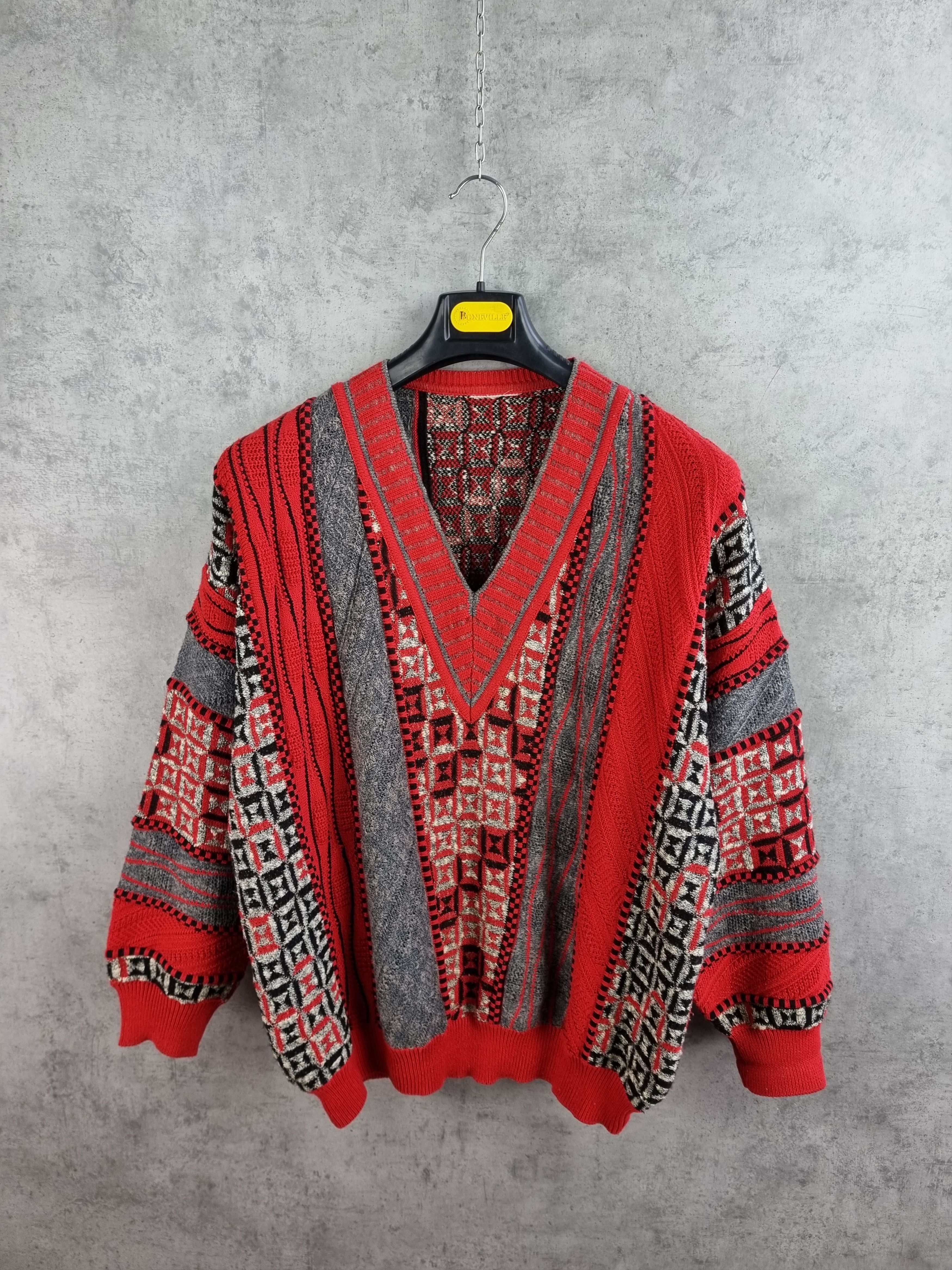 Vintage 90s Coogi Style Cable Knitted V neck Sweater Cardigan Size US L / EU 52-54 / 3 - 1 Thumbnail
