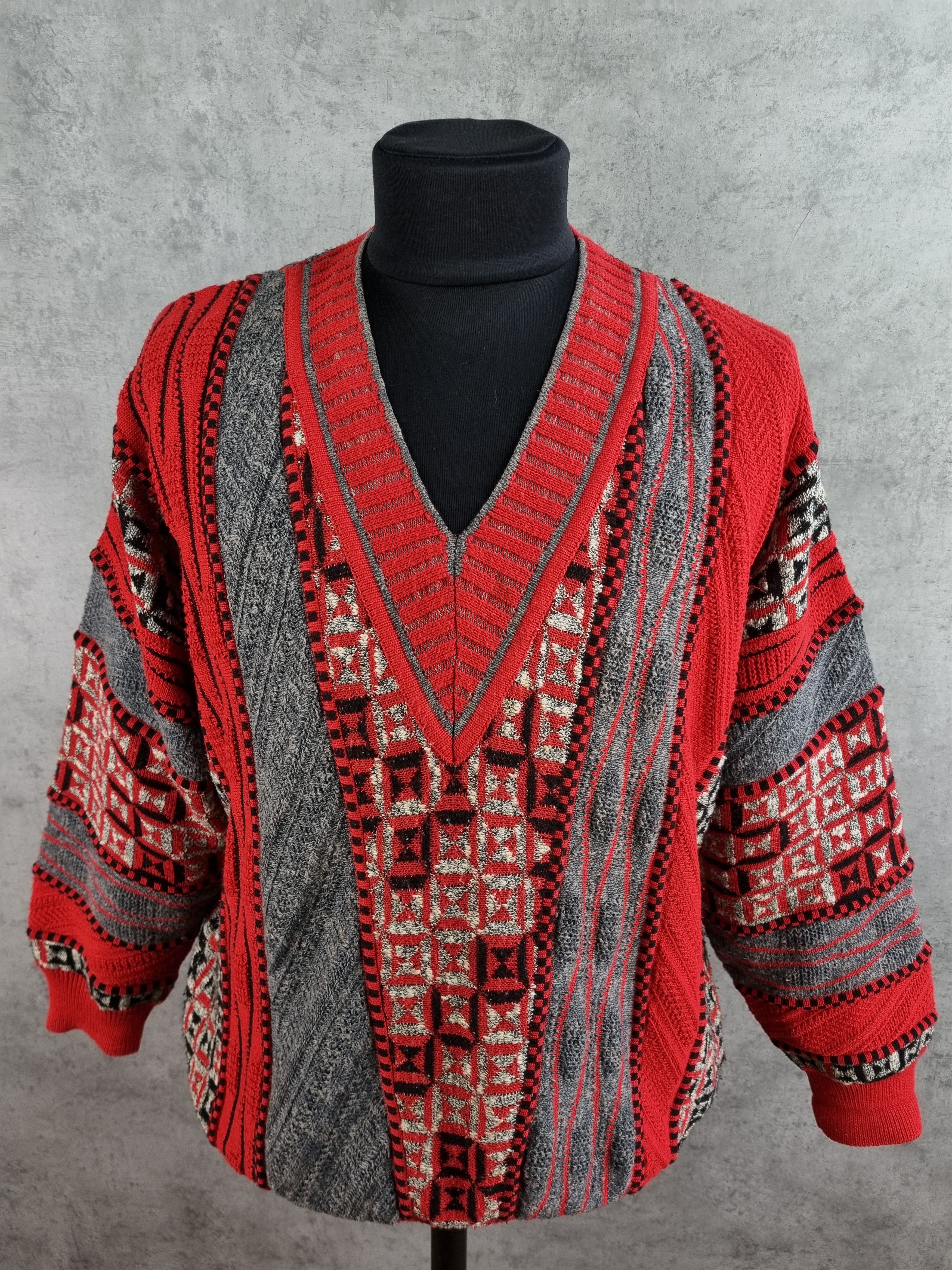 Vintage 90s Coogi Style Cable Knitted V neck Sweater Cardigan Size US L / EU 52-54 / 3 - 3 Thumbnail