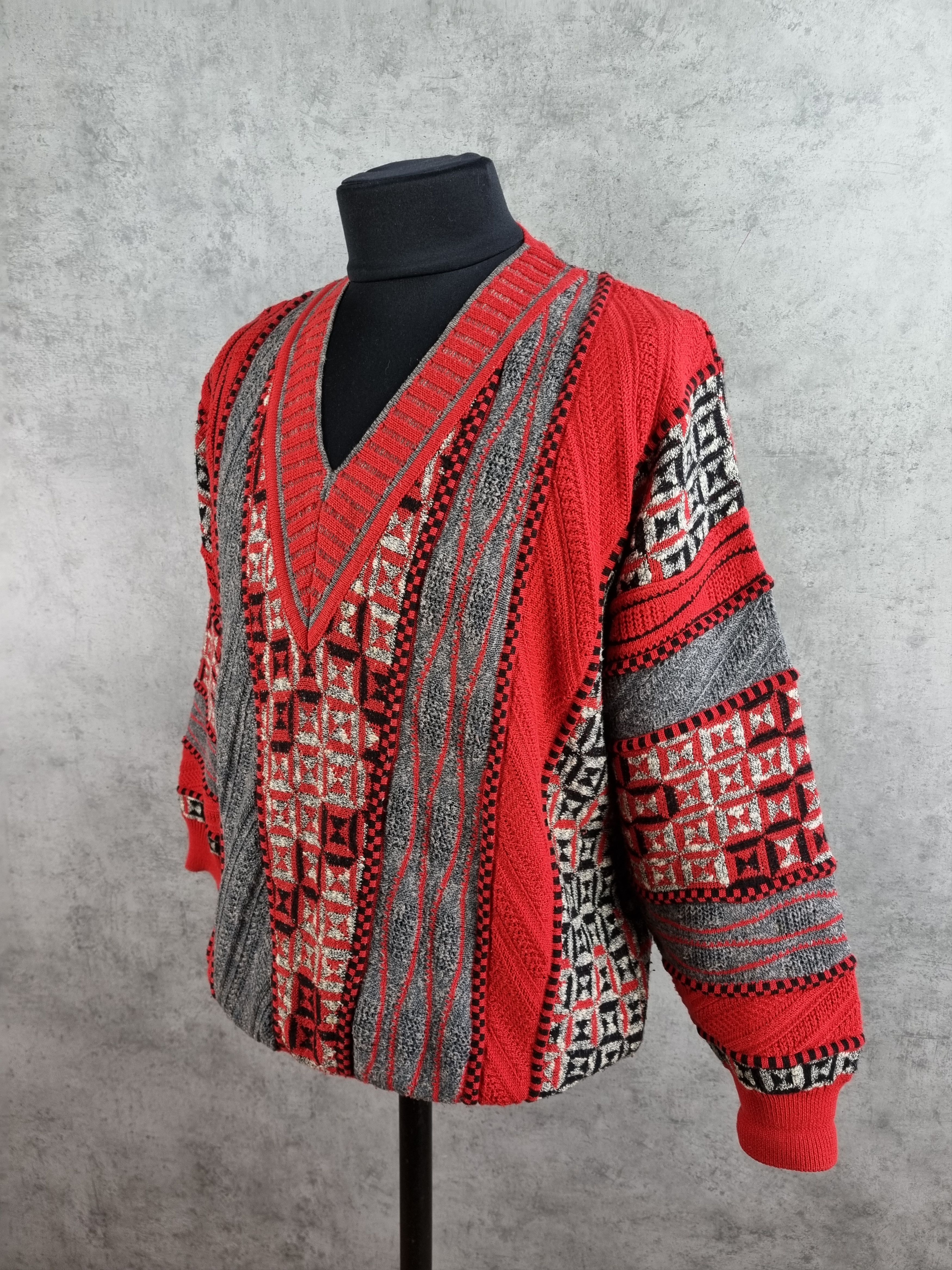 Vintage 90s Coogi Style Cable Knitted V neck Sweater Cardigan Size US L / EU 52-54 / 3 - 6 Thumbnail