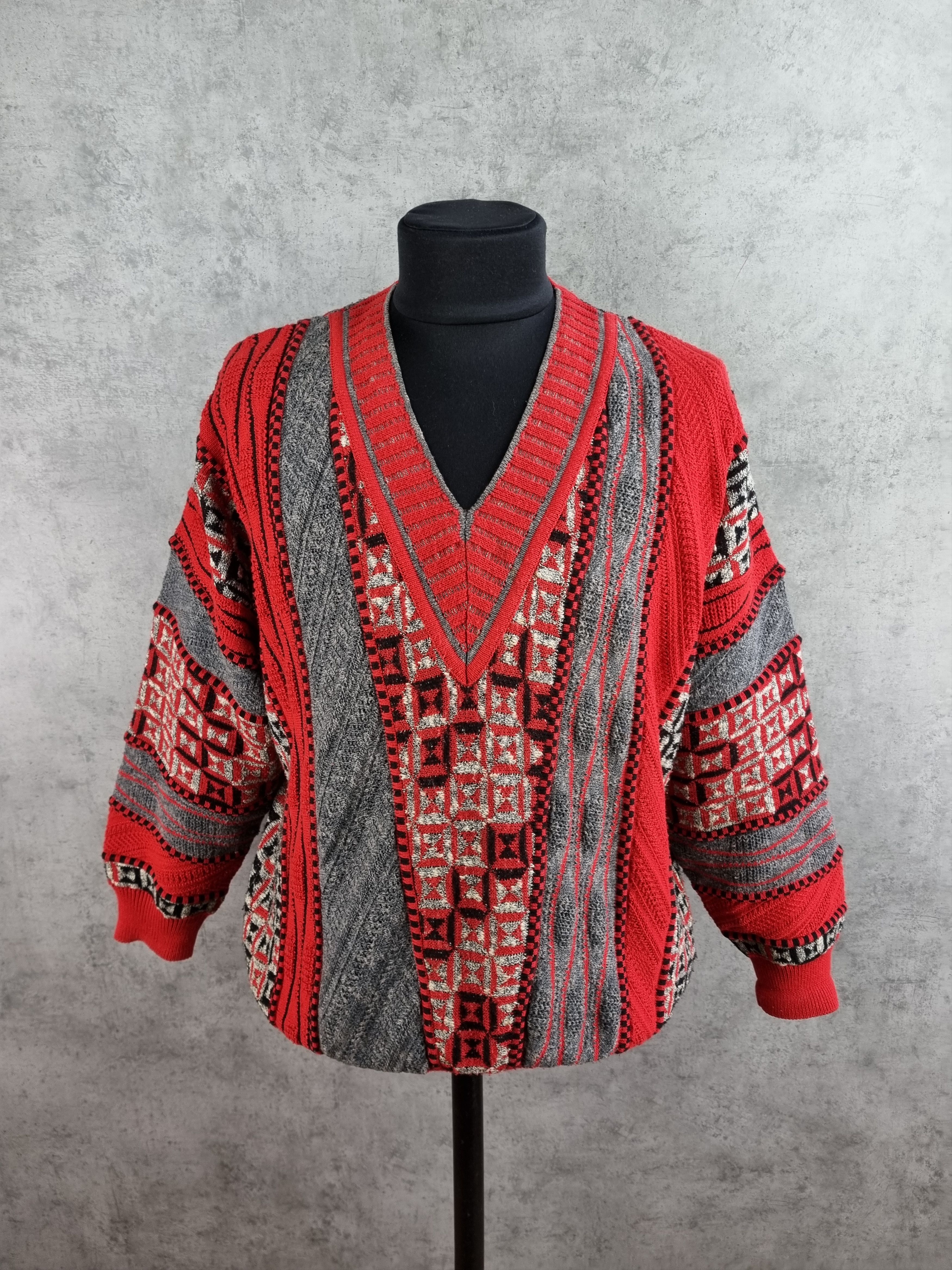Vintage 90s Coogi Style Cable Knitted V neck Sweater Cardigan Size US L / EU 52-54 / 3 - 11 Thumbnail
