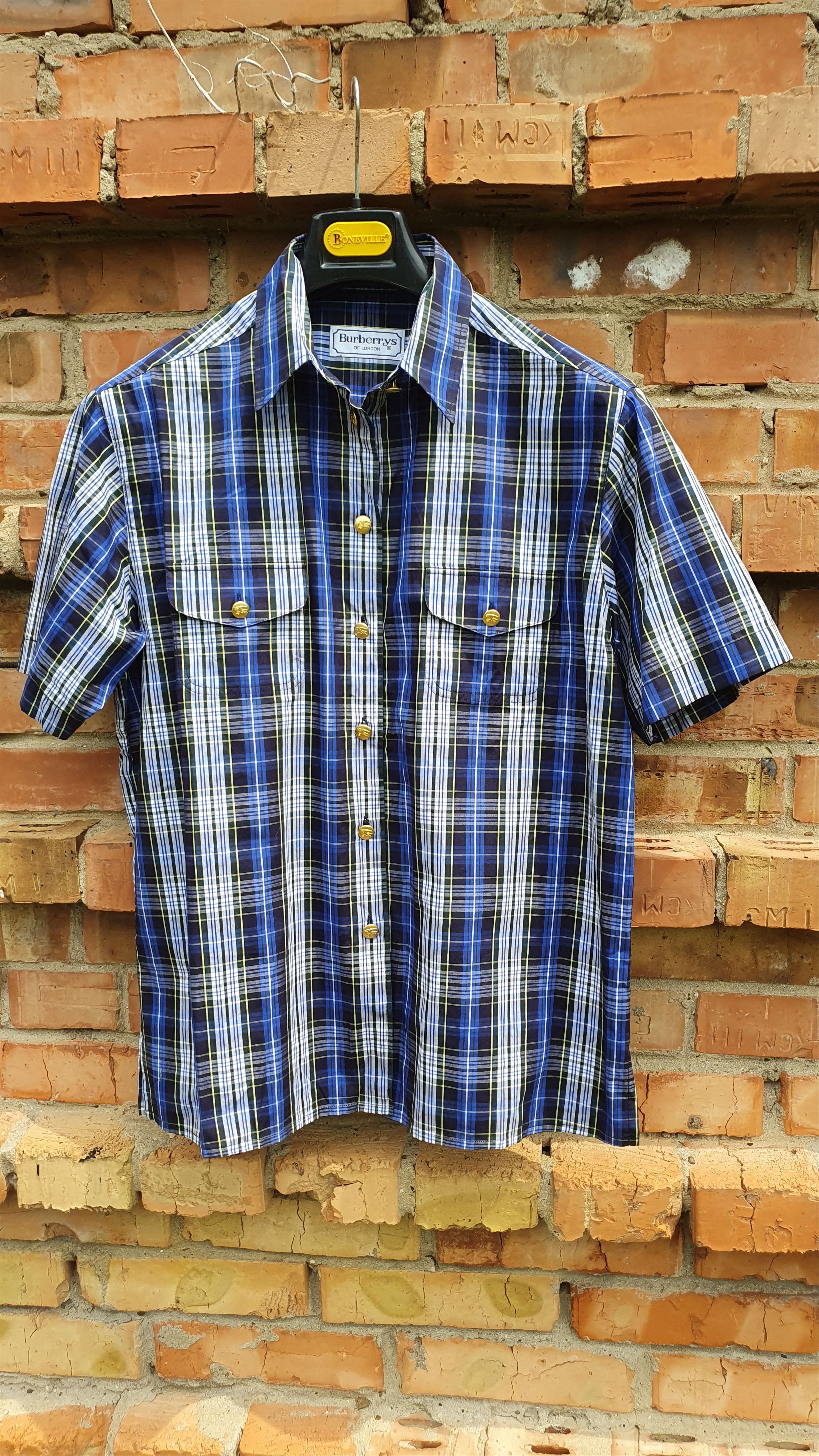 Vintage 80s Burberrys Plaid Nova Check Gold Buttons Shirt Size US M / EU 48-50 / 2 - 10 Thumbnail