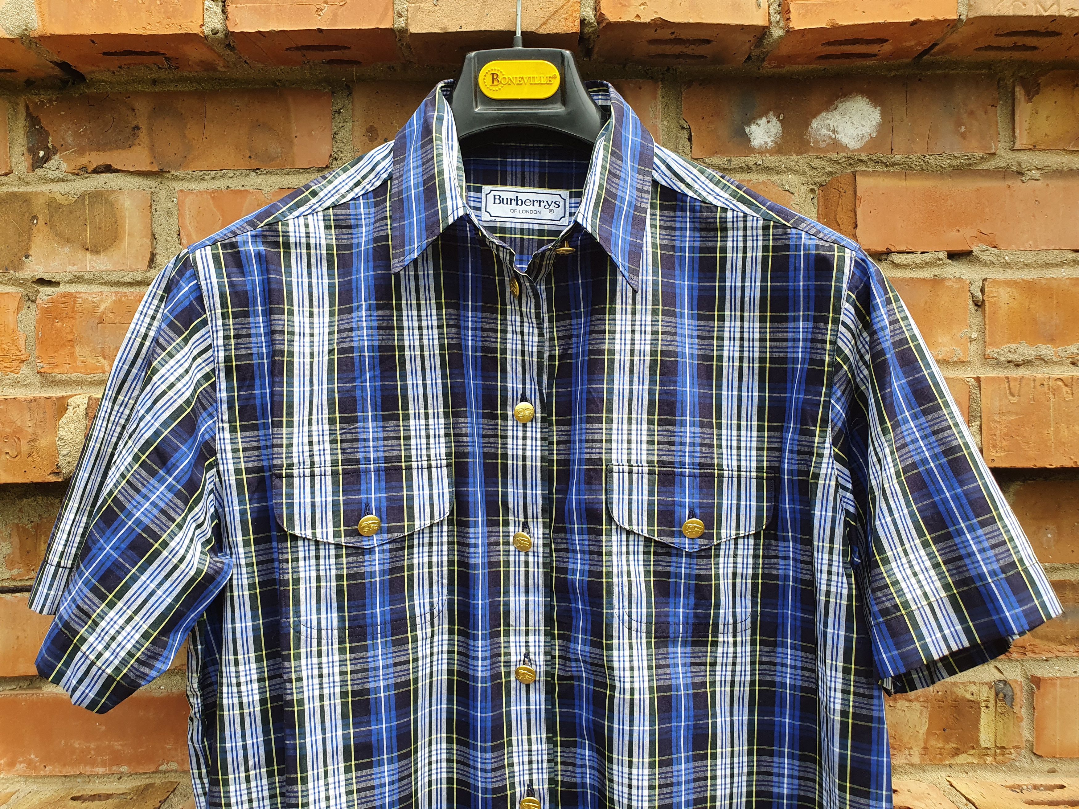 Vintage 80s Burberrys Plaid Nova Check Gold Buttons Shirt Size US M / EU 48-50 / 2 - 11 Thumbnail