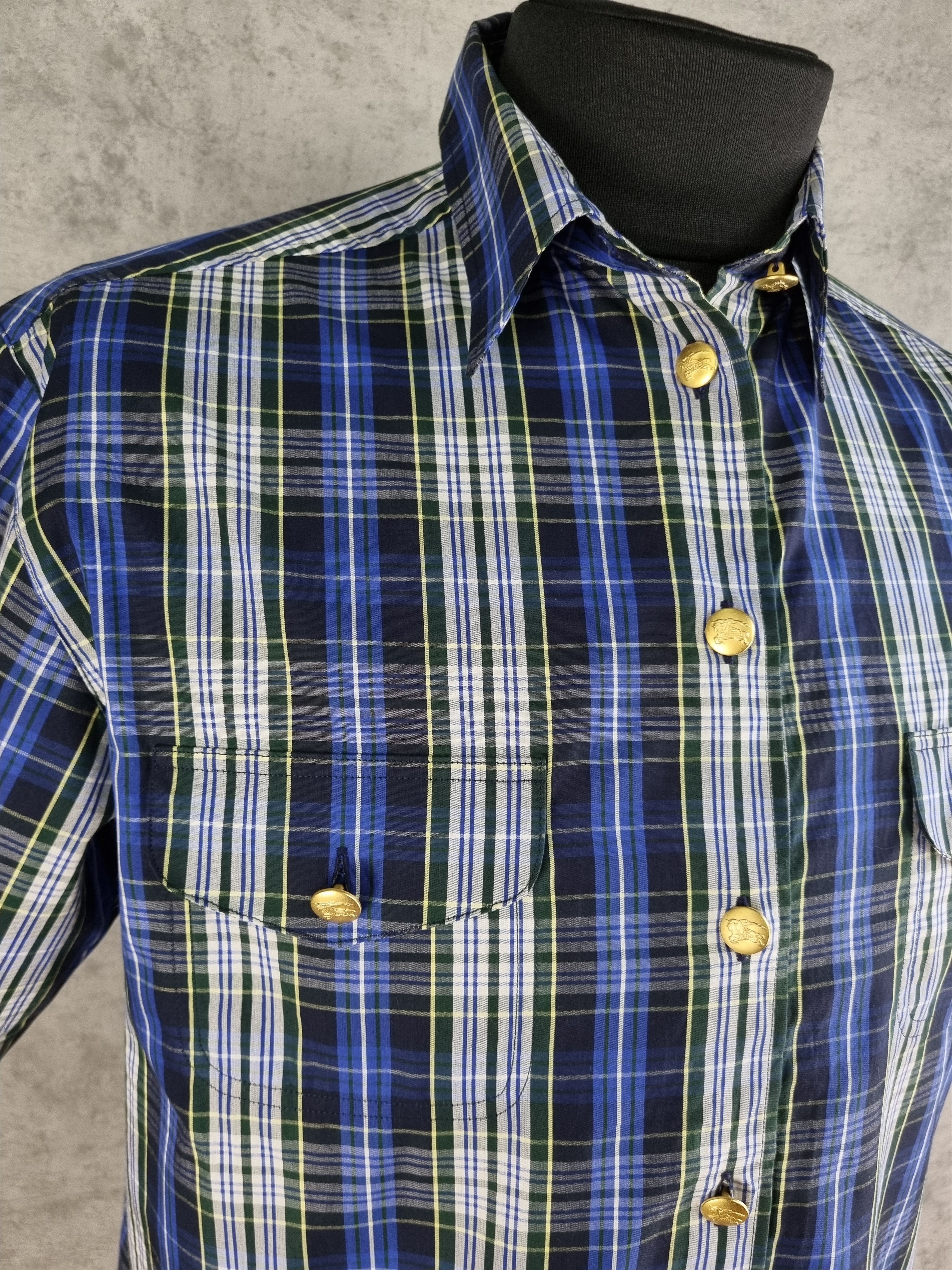 Vintage 80s Burberrys Plaid Nova Check Gold Buttons Shirt Size US M / EU 48-50 / 2 - 4 Thumbnail