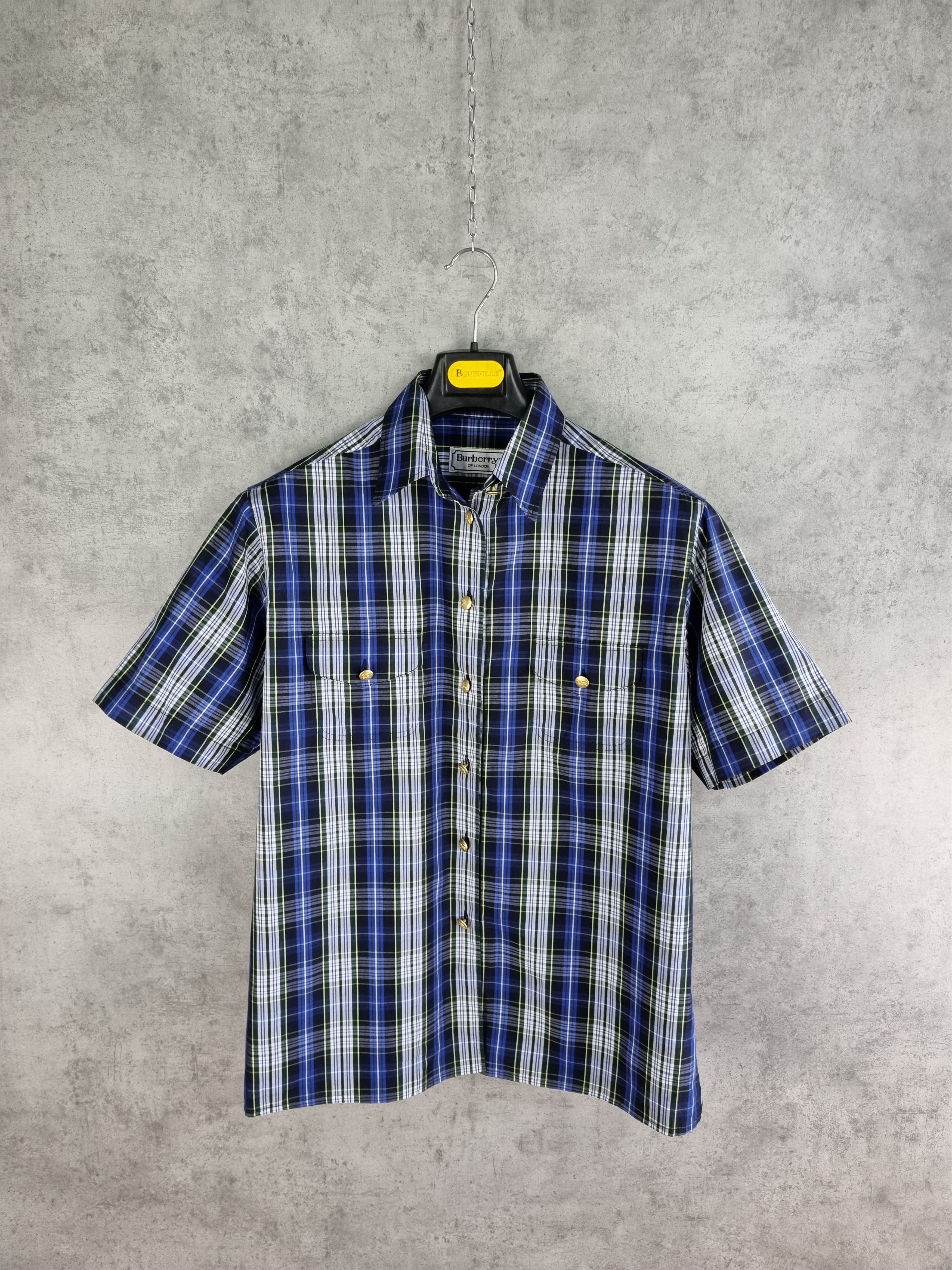 Vintage 80s Burberrys Plaid Nova Check Gold Buttons Shirt Size US M / EU 48-50 / 2 - 7 Thumbnail