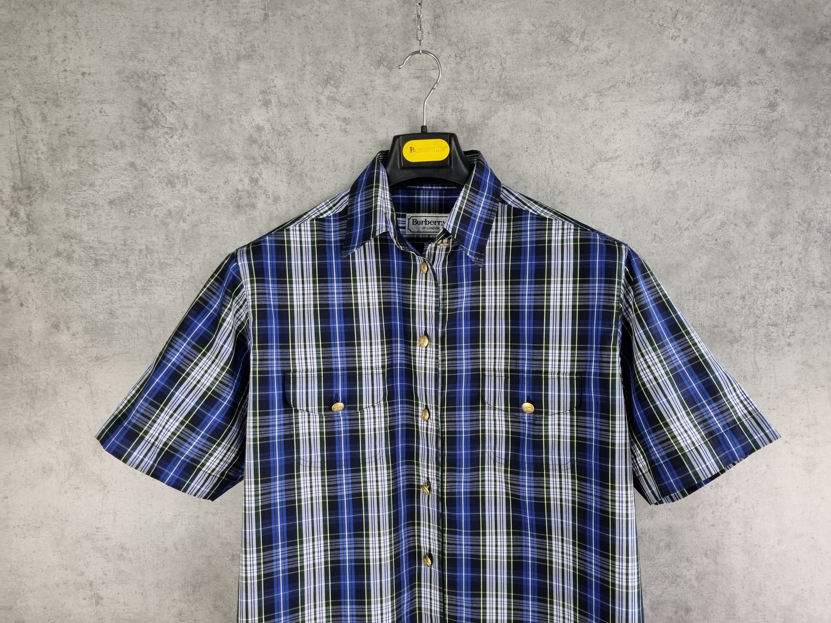 Vintage 80s Burberrys Plaid Nova Check Gold Buttons Shirt Size US M / EU 48-50 / 2 - 8 Thumbnail