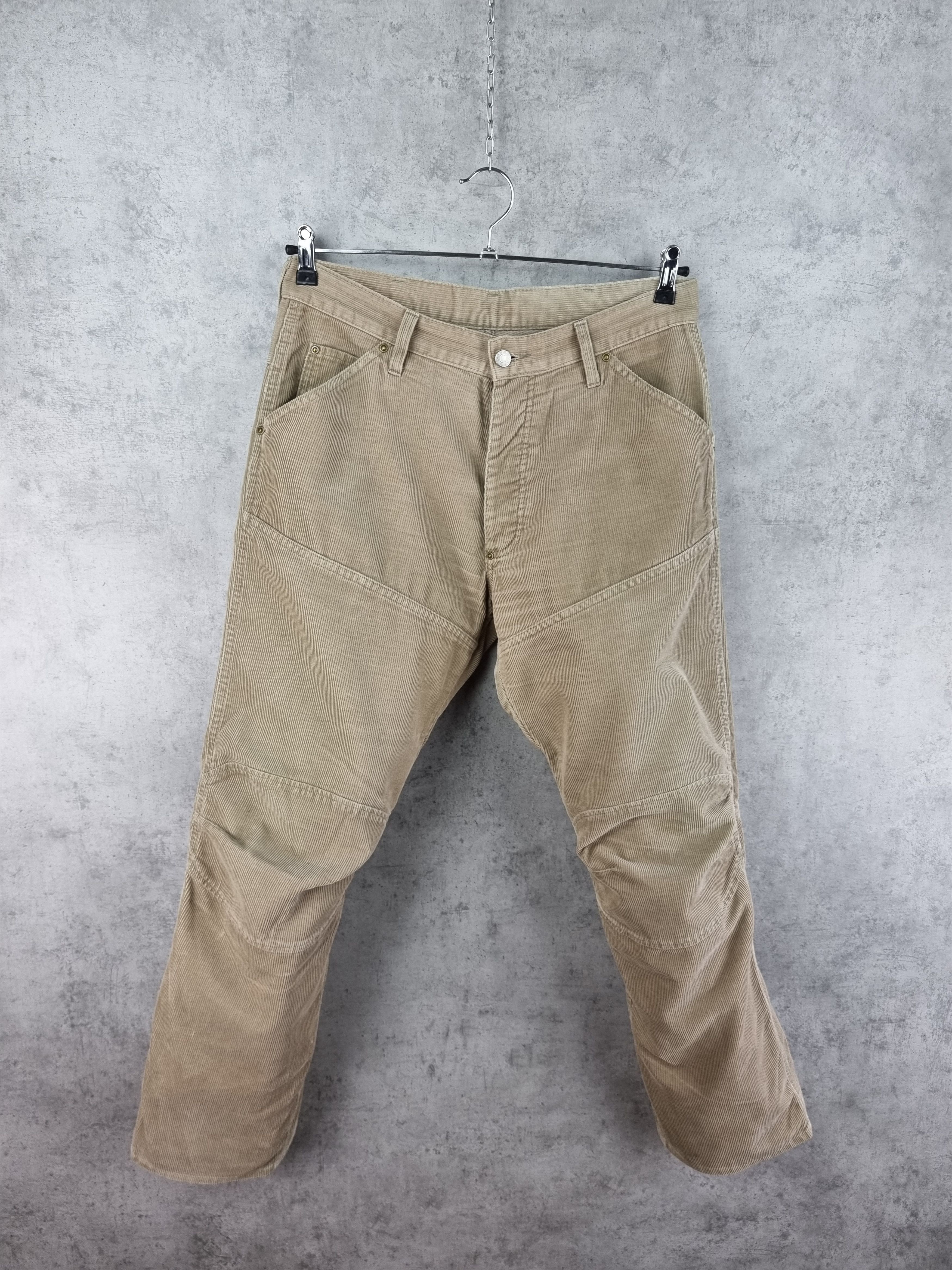 G-Star × Vintage 90s Gstar Corduroy Double Knees Rare Biker Pants Size US 33 - 1 Thumbnail