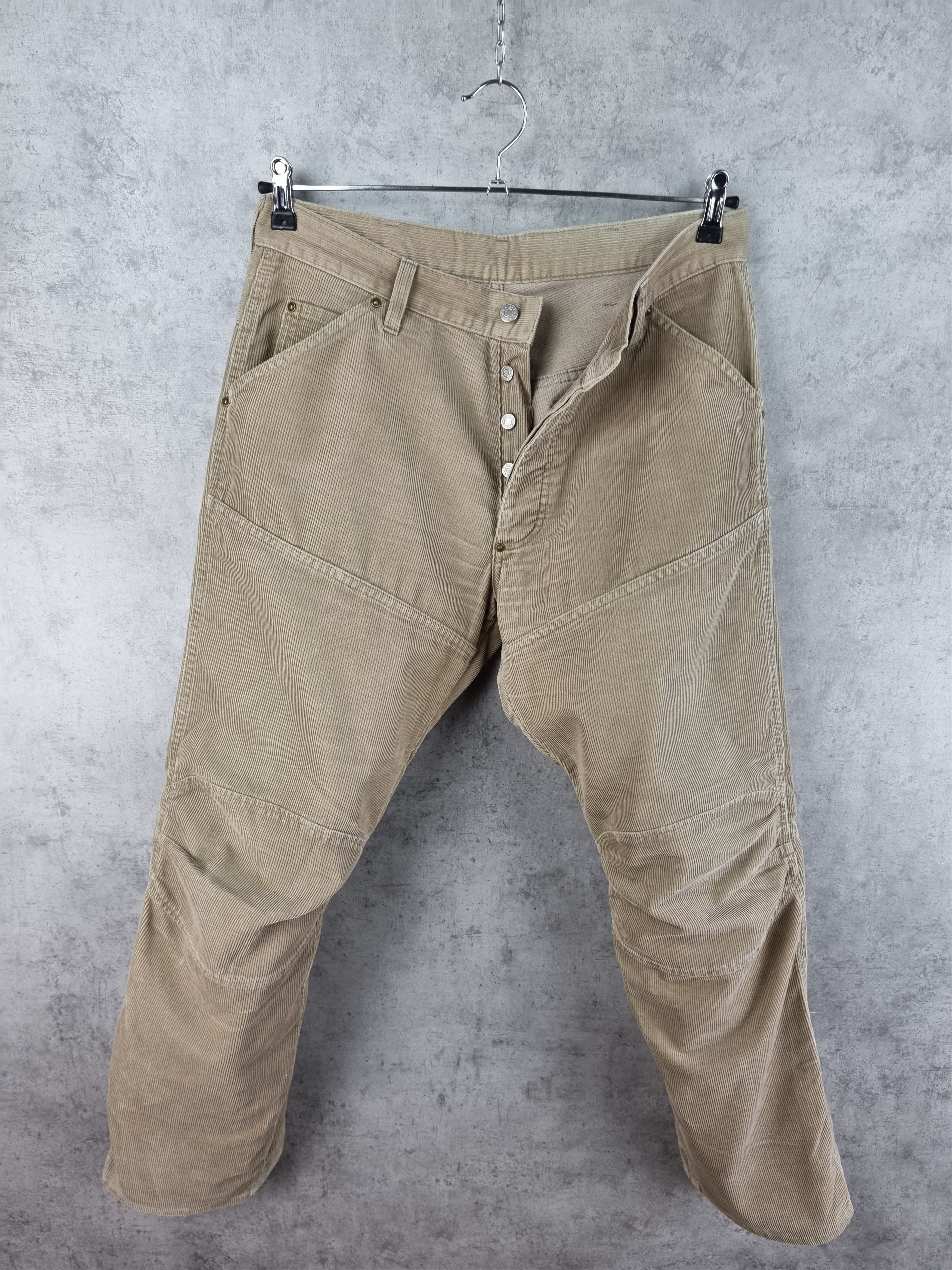 G-Star × Vintage 90s Gstar Corduroy Double Knees Rare Biker Pants Size US 33 - 2 Thumbnail