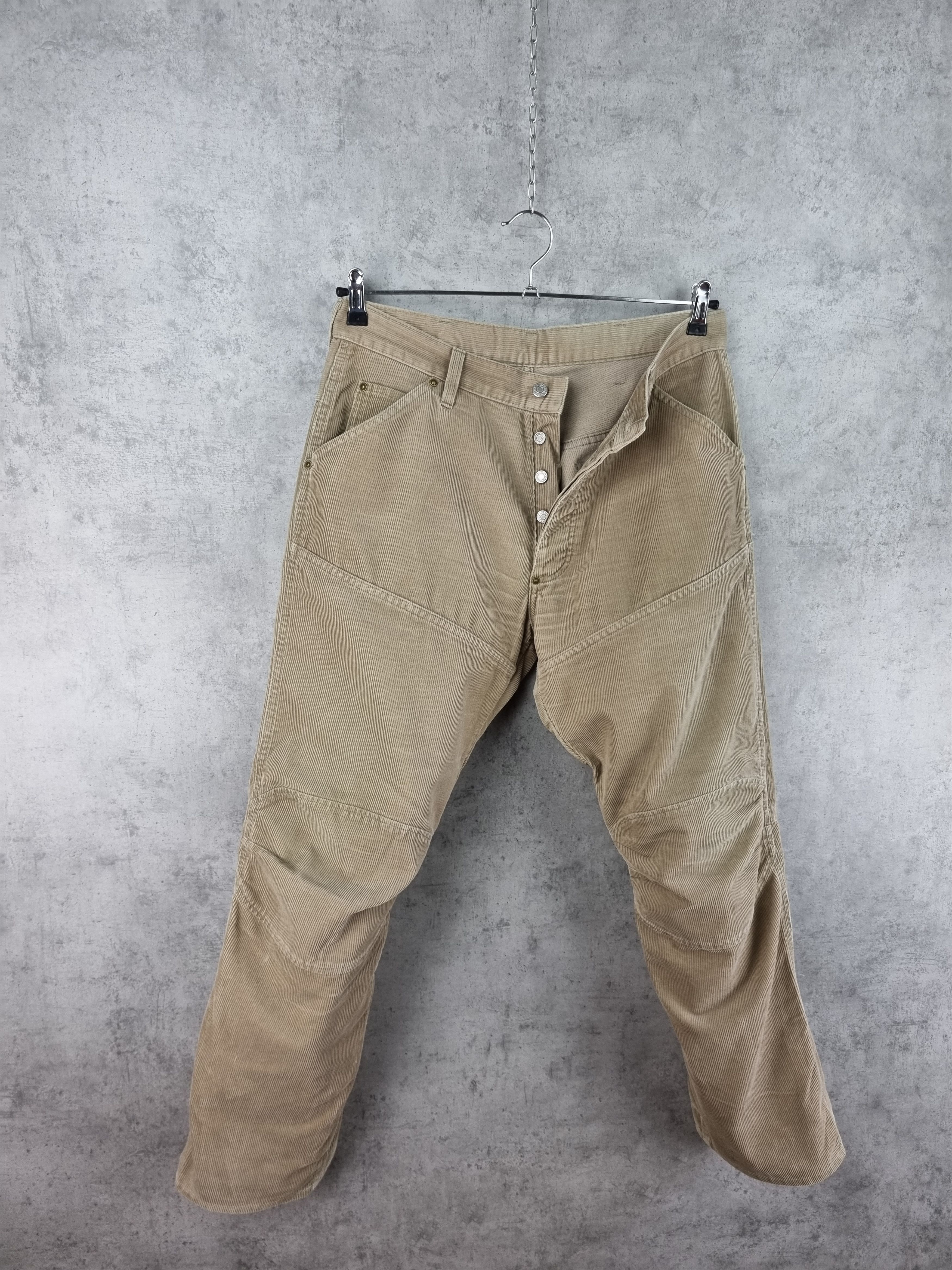 G-Star × Vintage 90s Gstar Corduroy Double Knees Rare Biker Pants Size US 33 - 8 Thumbnail