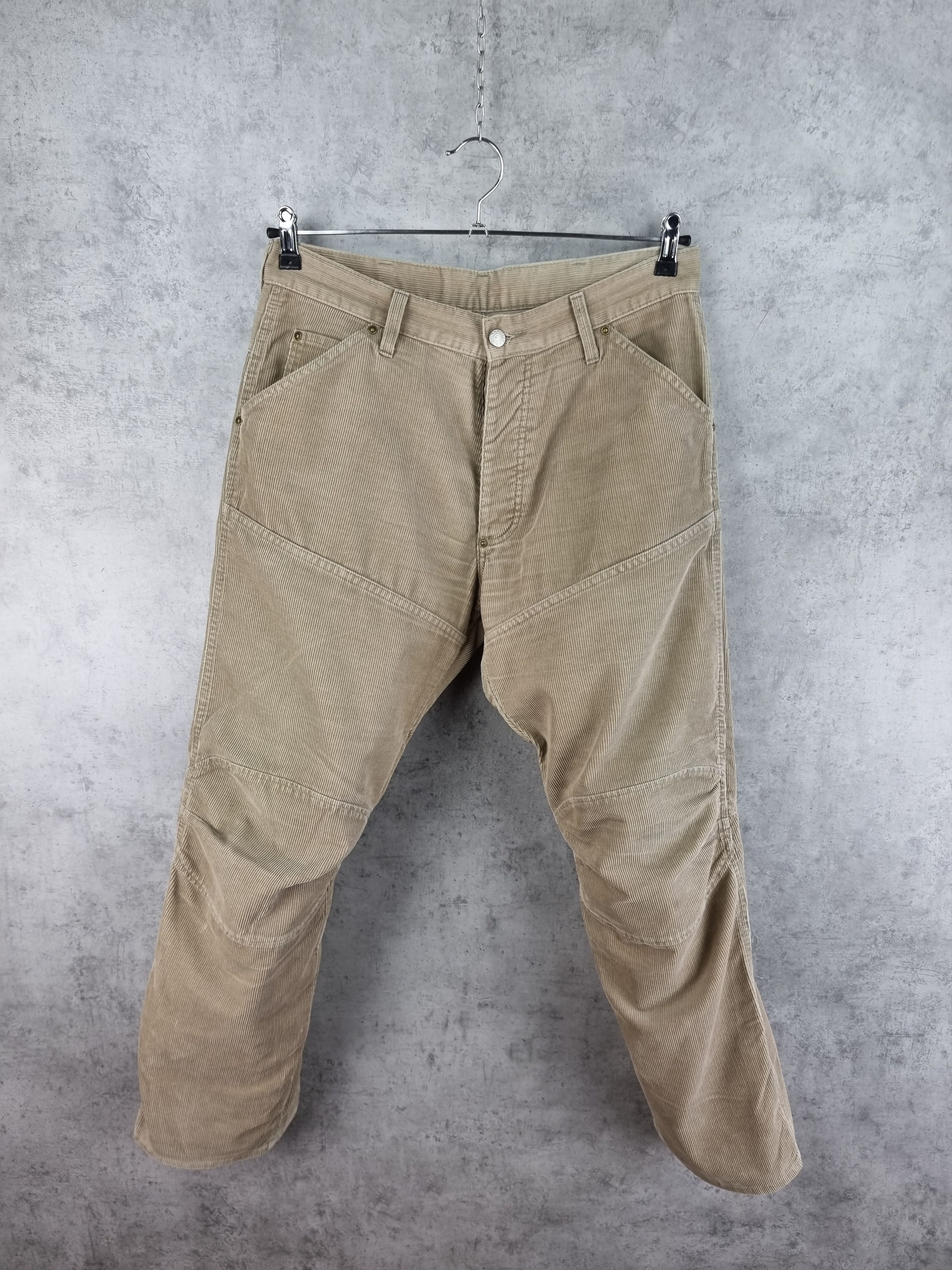 G-Star × Vintage 90s Gstar Corduroy Double Knees Rare Biker Pants Size US 33 - 5 Thumbnail