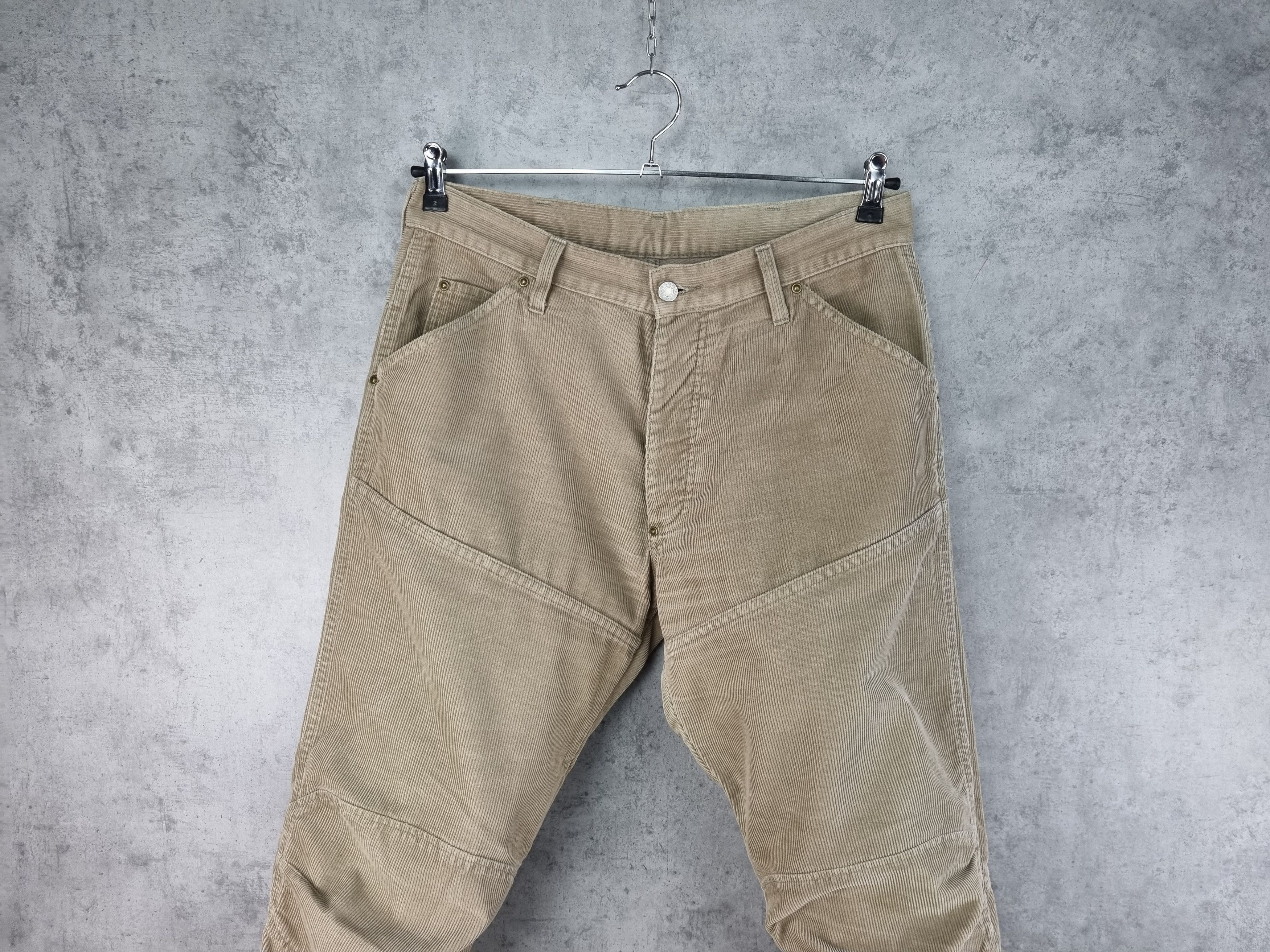 G-Star × Vintage 90s Gstar Corduroy Double Knees Rare Biker Pants Size US 33 - 4 Thumbnail