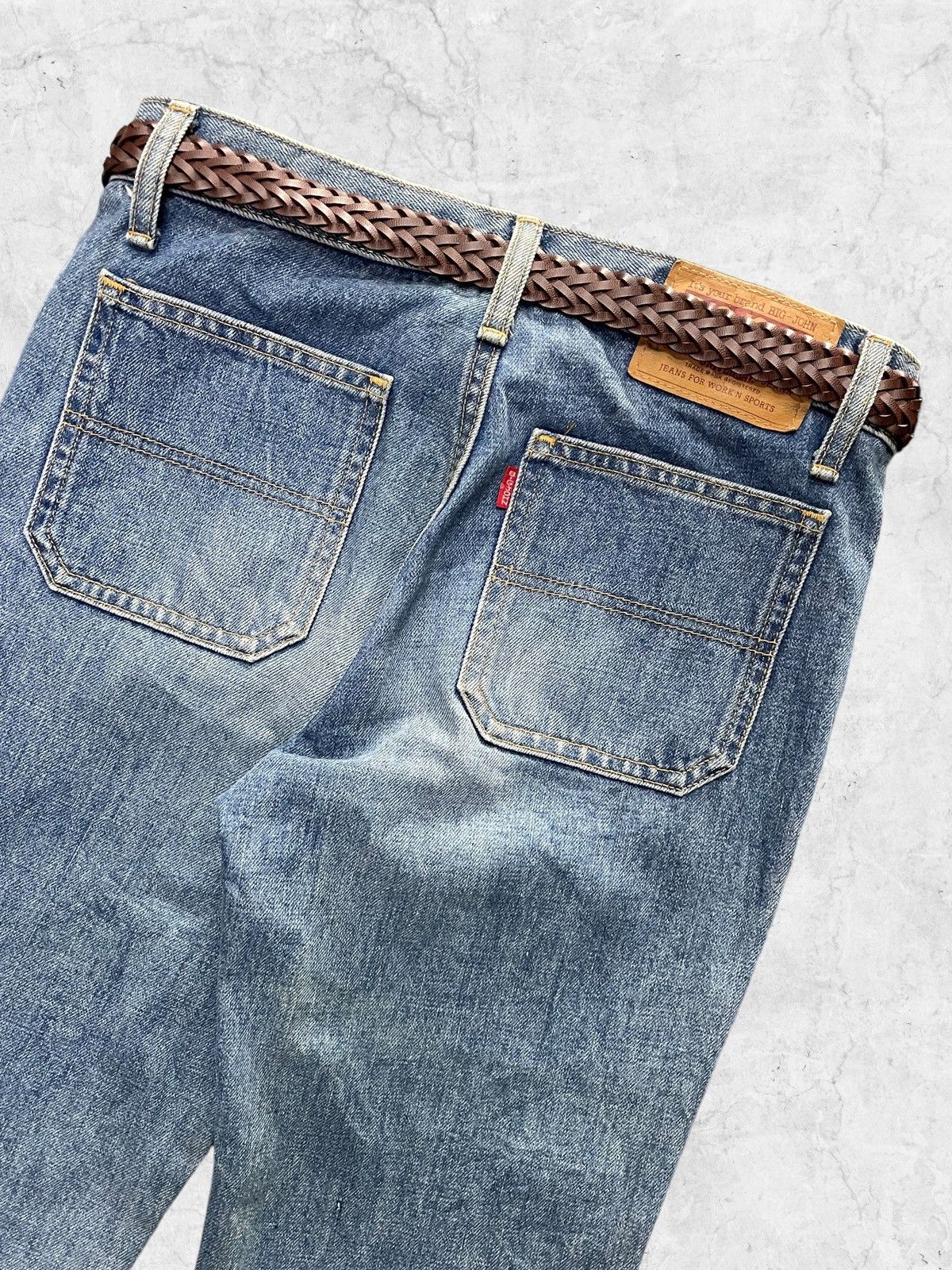 Big John × Japanese Brand × Vintage Vintage 80s Big John Bell Bottom Super Flared & Leather Belt Size US 29 - 10 Thumbnail