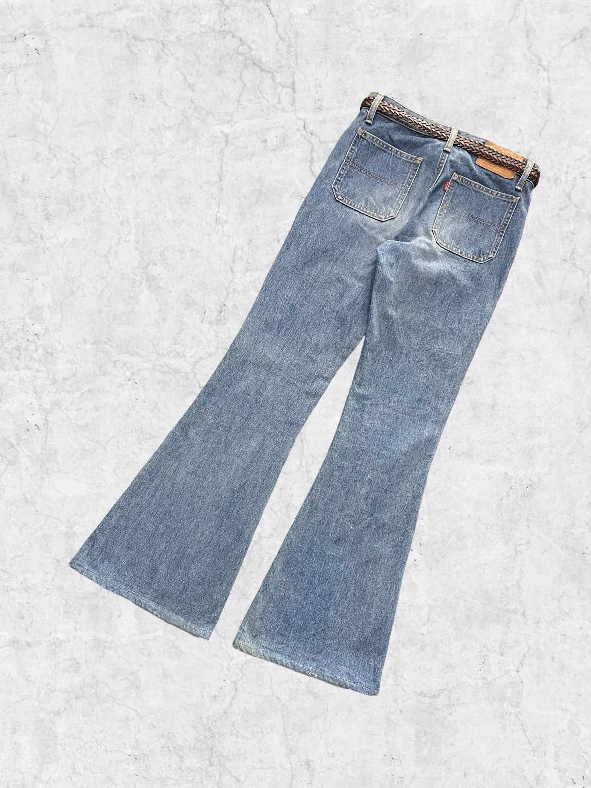 Big John × Japanese Brand × Vintage Vintage 80s Big John Bell Bottom Super Flared & Leather Belt Size US 29 - 9 Thumbnail