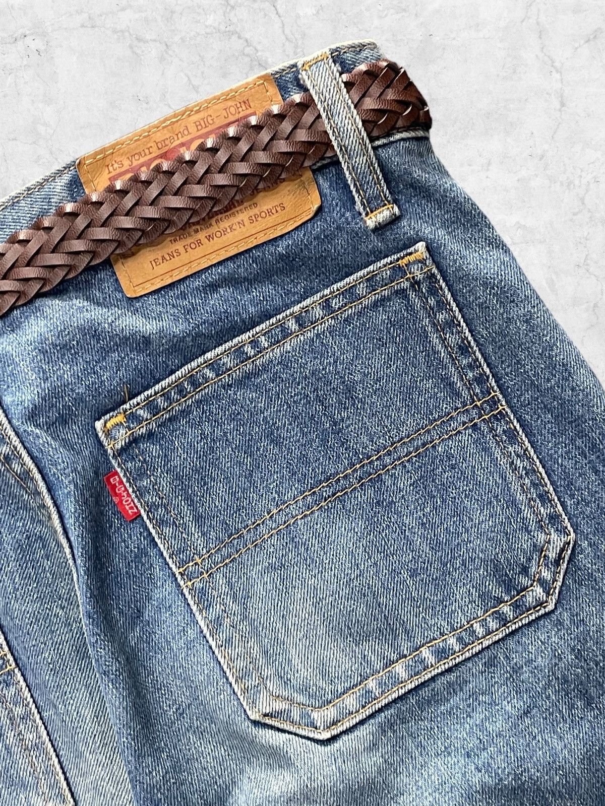Big John × Japanese Brand × Vintage Vintage 80s Big John Bell Bottom Super Flared & Leather Belt Size US 29 - 11 Thumbnail