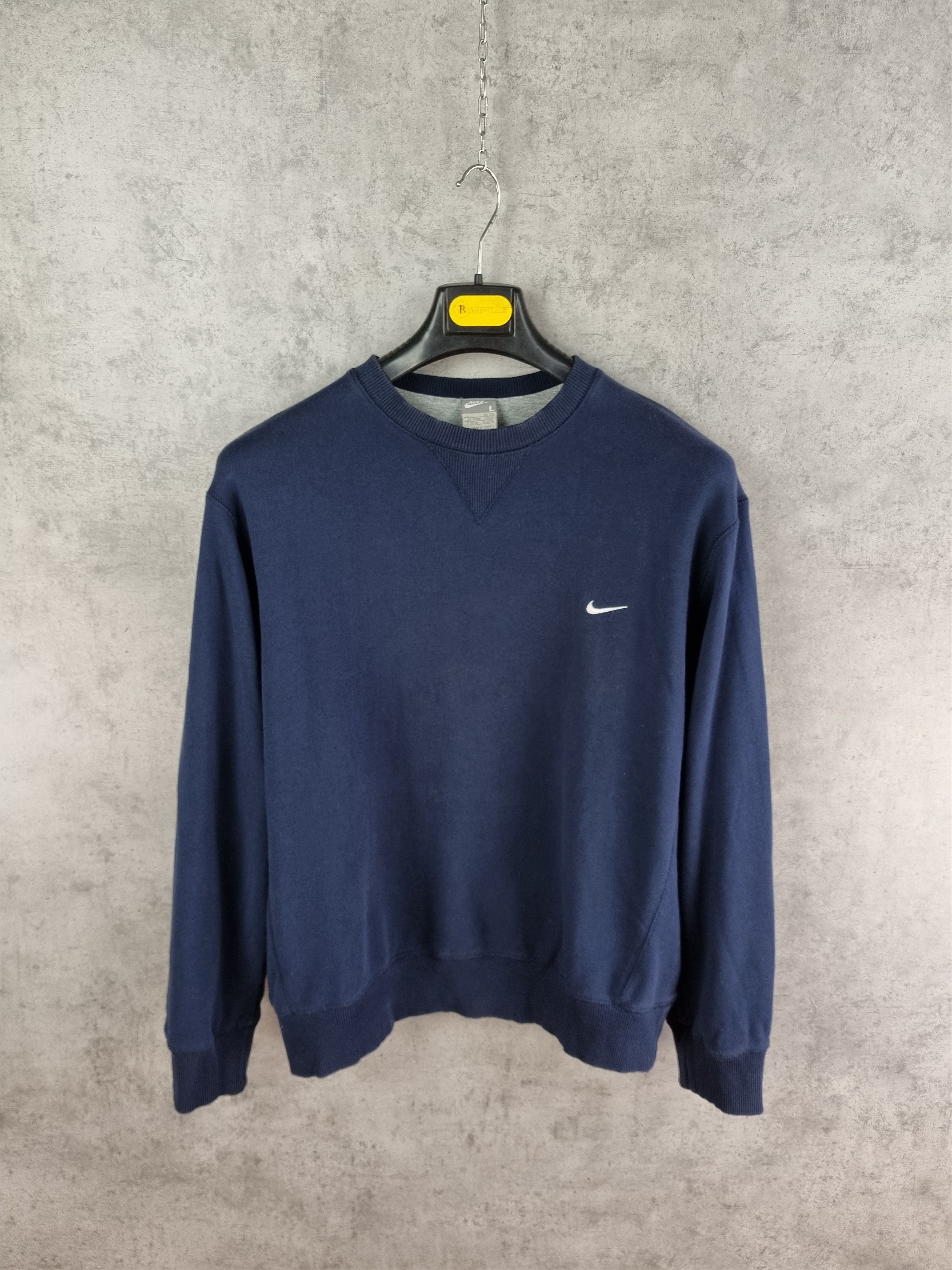 Nike × Vintage Nike Small Swoosh Navy Sweatshirt Size US L / EU 52-54 / 3 - 1 Thumbnail