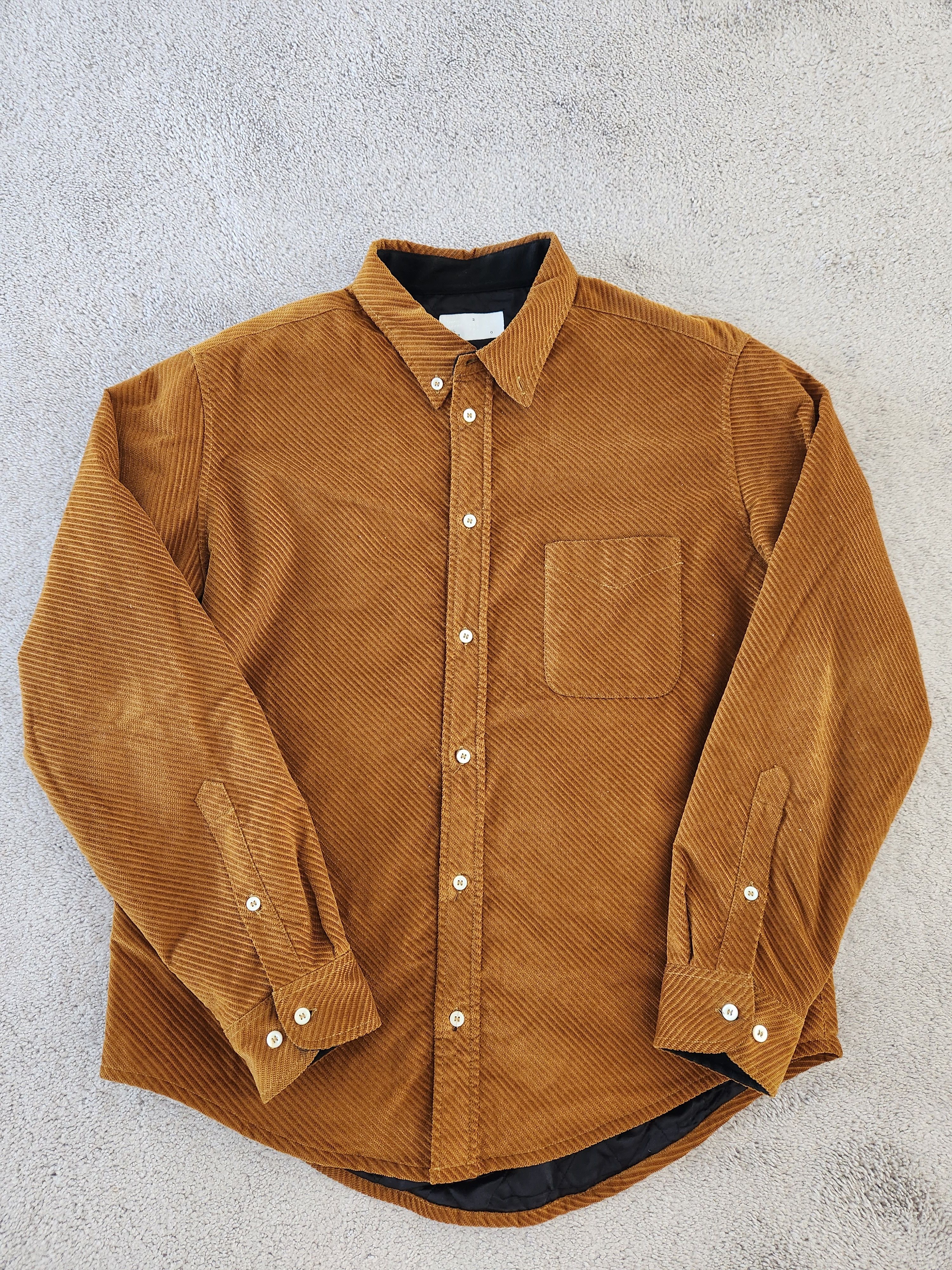 image of 4Sdesigns Corduroy Button Shirt in Brown, Men's (Size Large)