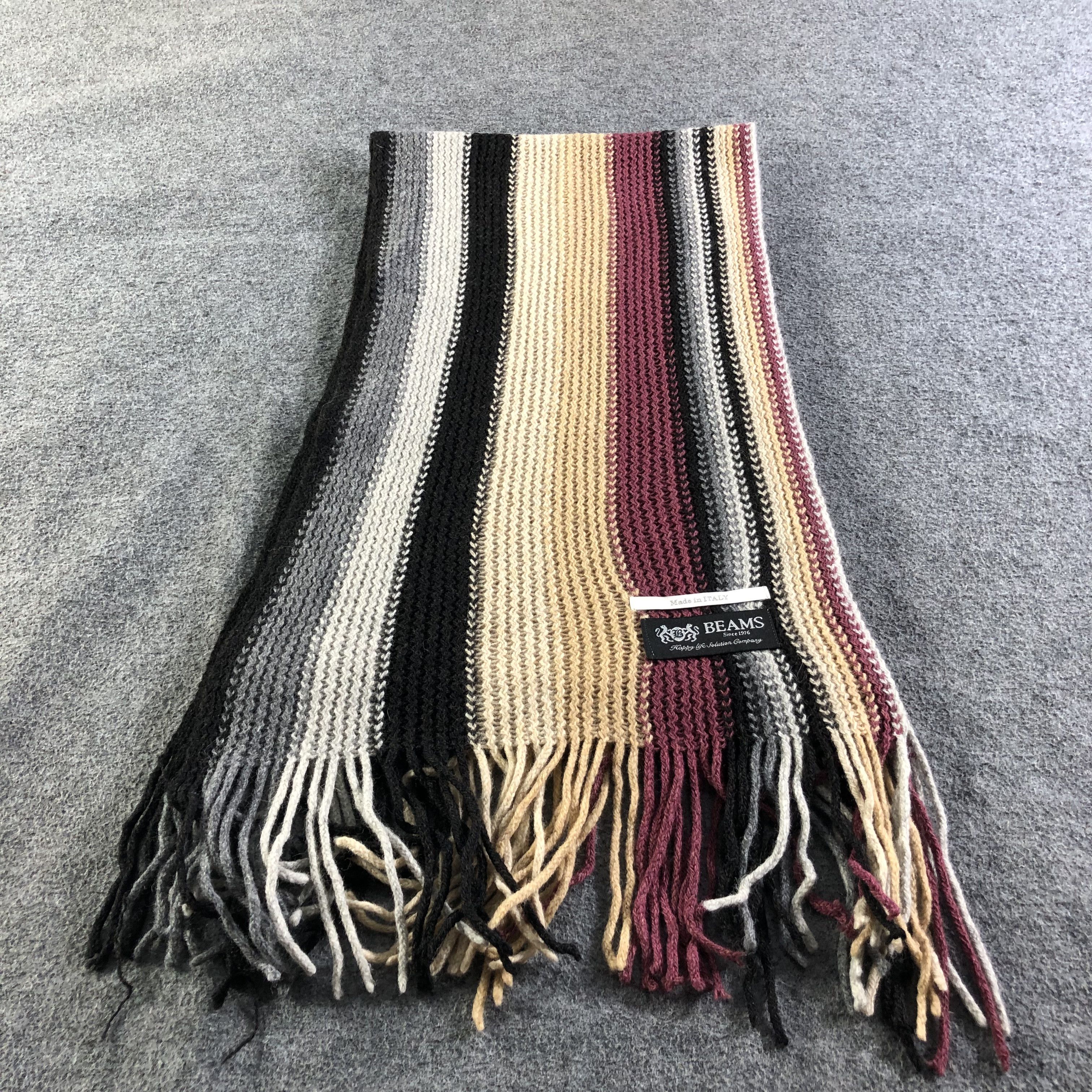 Beams Plus Beams Striped Knit Wool Scarf Muffler V2006 Size ONE SIZE - 3 Thumbnail