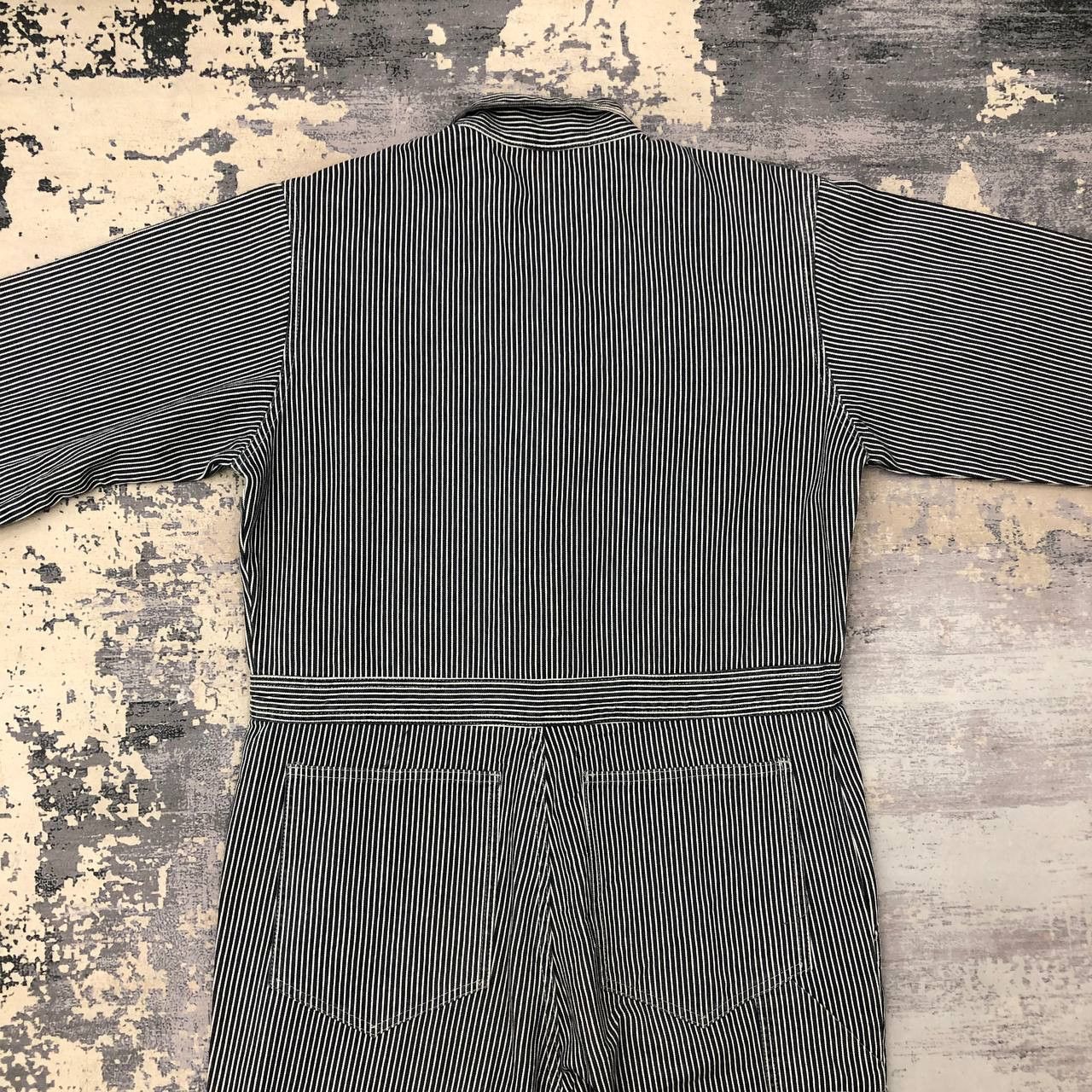 Japanese Brand P714 JAPAN DOG HOUSE ICONIC HICKORY STRIPED COVERALLS Size US L / EU 52-54 / 3 - 5 Thumbnail