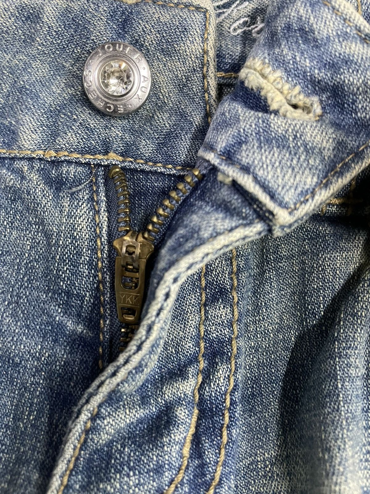 Tornado Mart × Vintage Vintage Jouer Aux Embroidered Flared Denim With Leather Belt Size US 28 / EU 44 - 10 Thumbnail