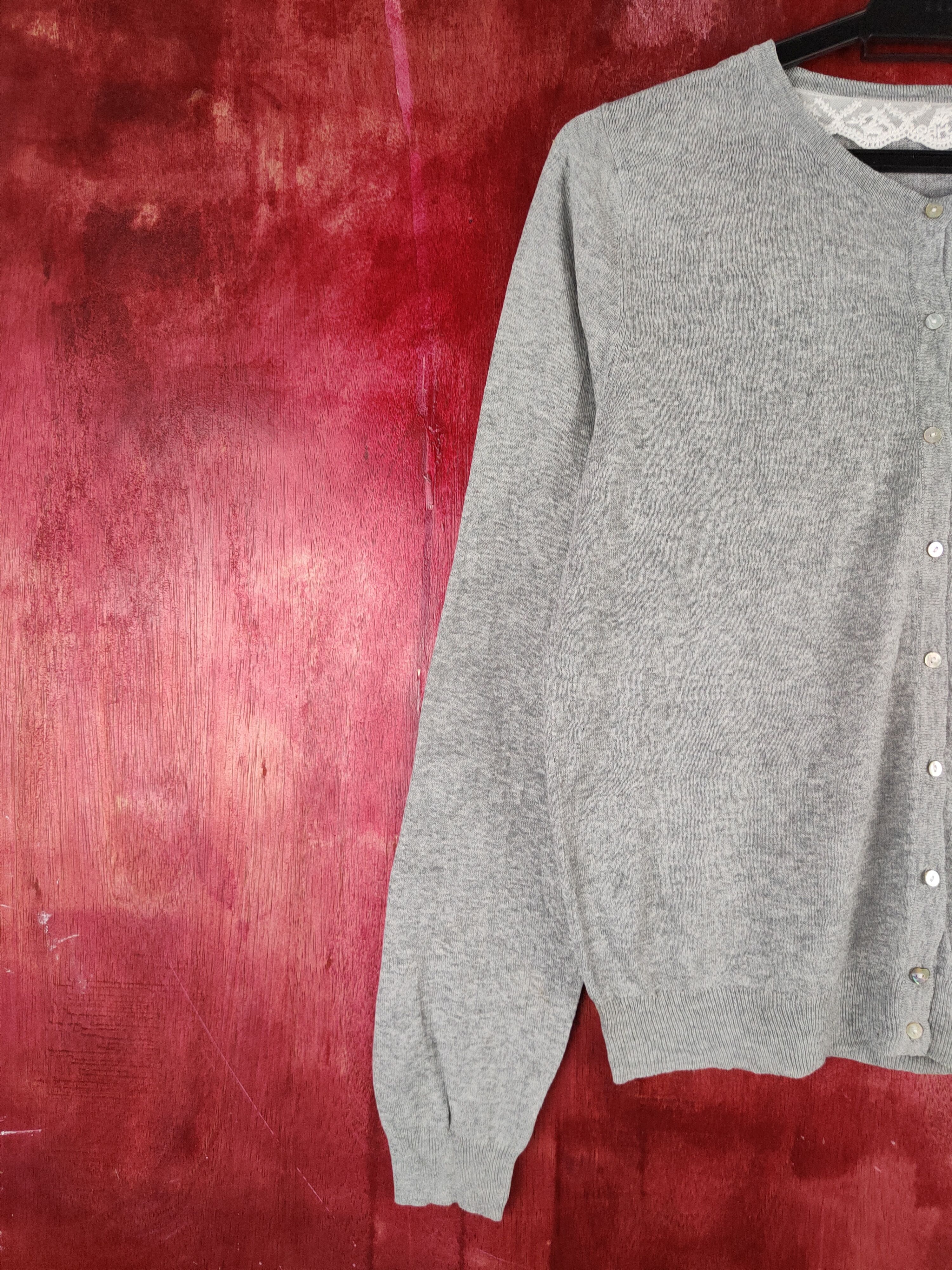 Japanese Brand Earth Music & Ecology Light Gray Cardigan #S960 Size M / US 6-8 / IT 42-44 - 4 Thumbnail
