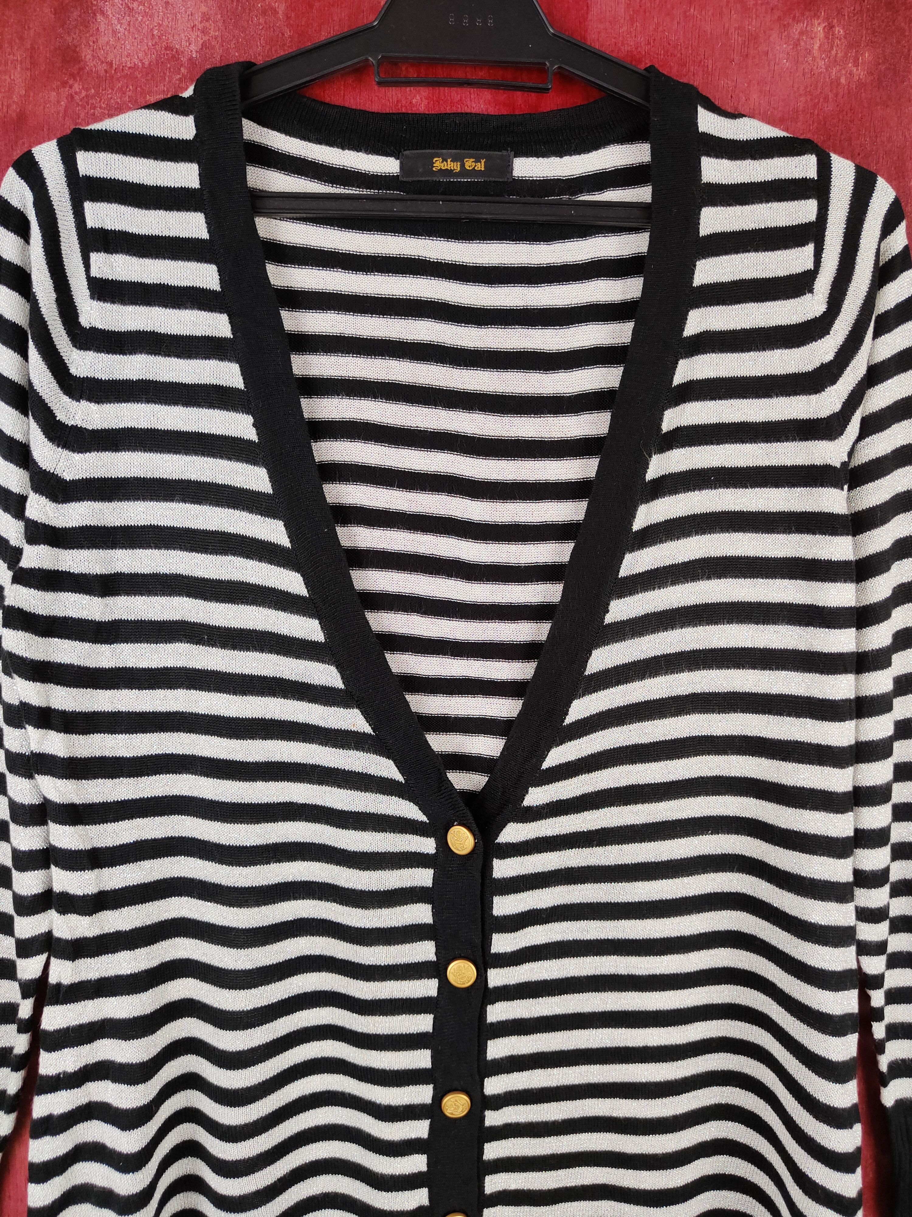 Seditionaries Jocky Gal stripe Black/Gray Shining Cardigan #S962 Size L / US 10 / IT 46 - 2 Thumbnail