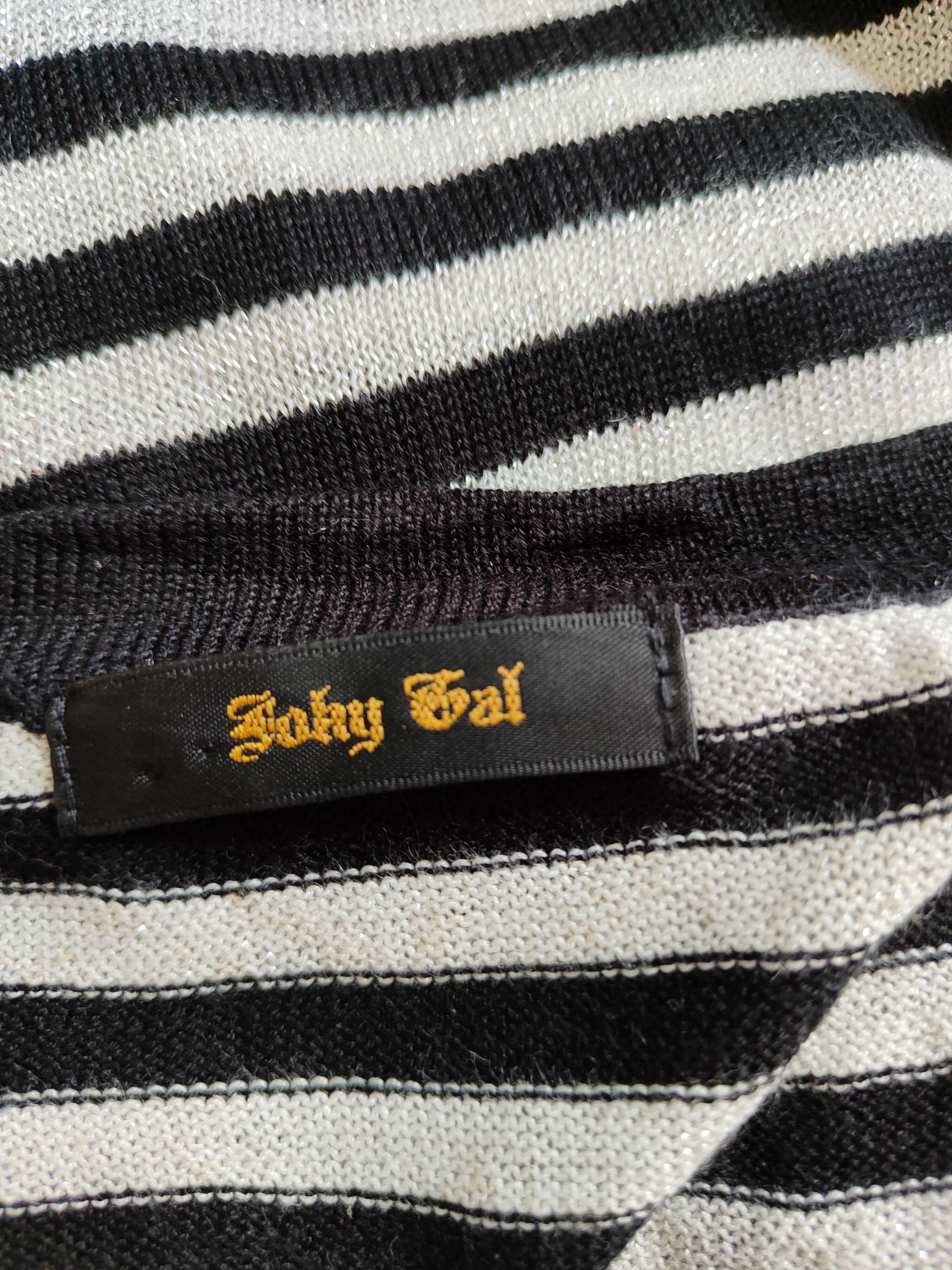 Seditionaries Jocky Gal stripe Black/Gray Shining Cardigan #S962 Size L / US 10 / IT 46 - 12 Thumbnail