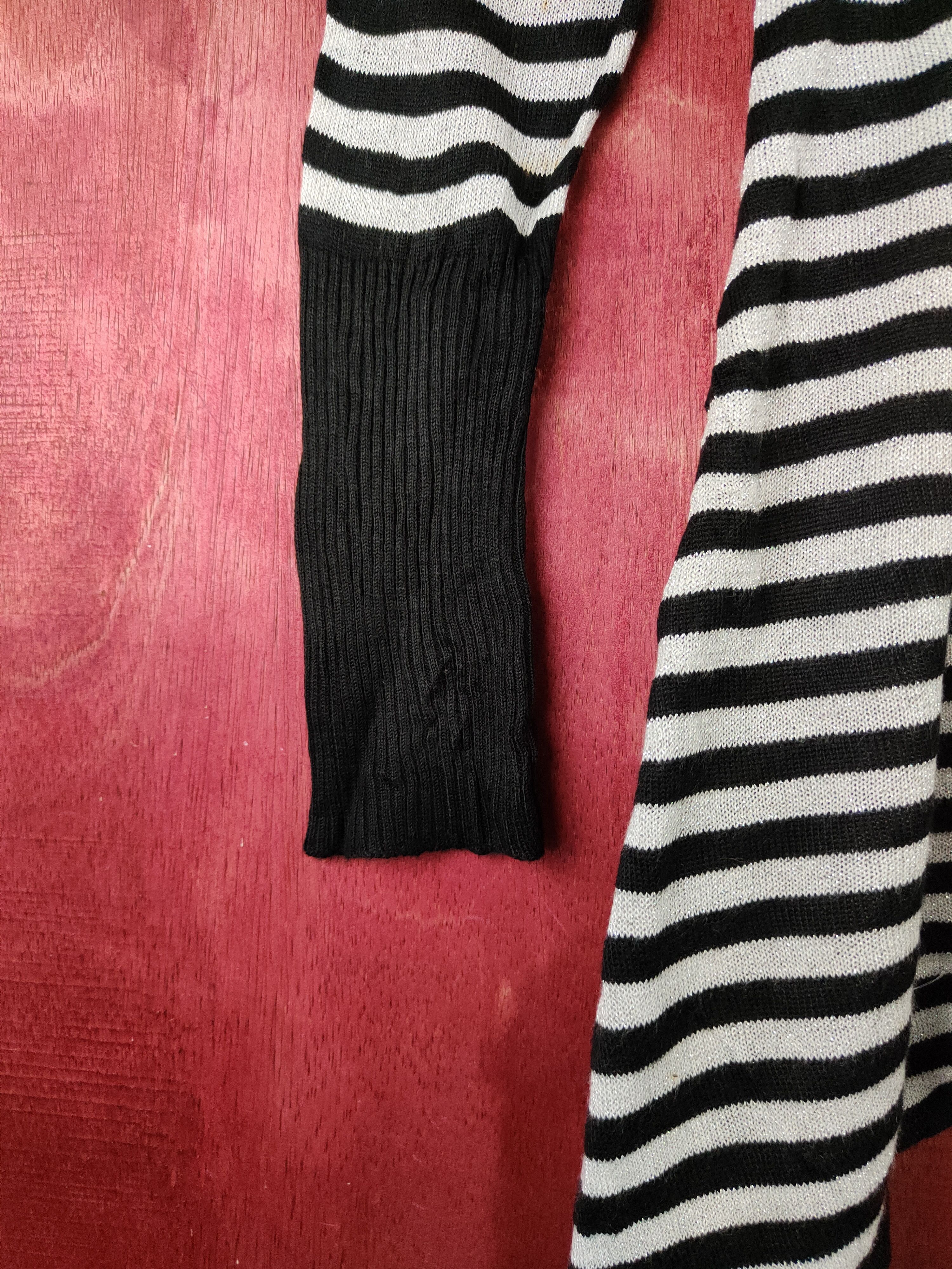 Seditionaries Jocky Gal stripe Black/Gray Shining Cardigan #S962 Size L / US 10 / IT 46 - 5 Thumbnail