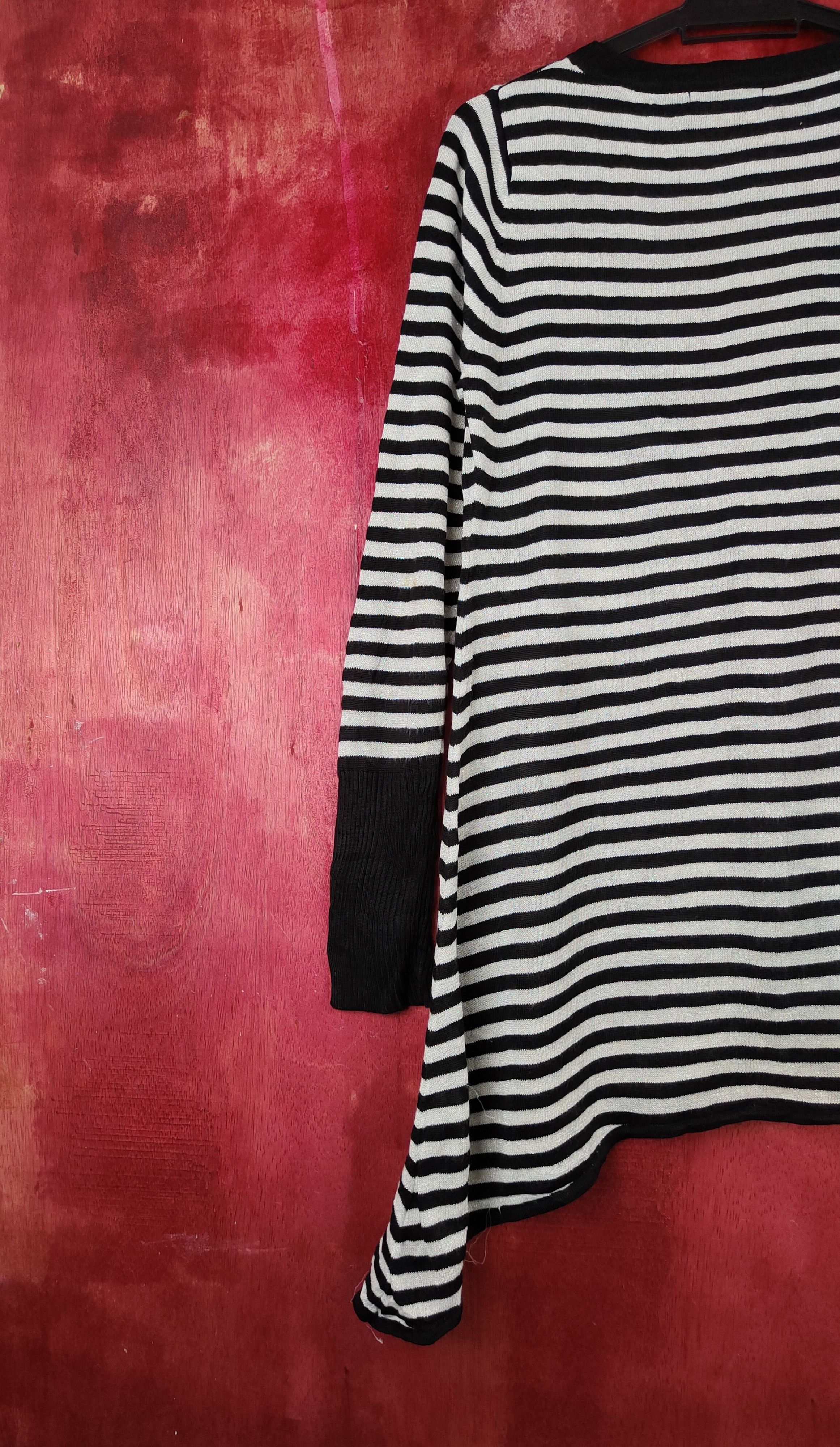 Seditionaries Jocky Gal stripe Black/Gray Shining Cardigan #S962 Size L / US 10 / IT 46 - 9 Thumbnail