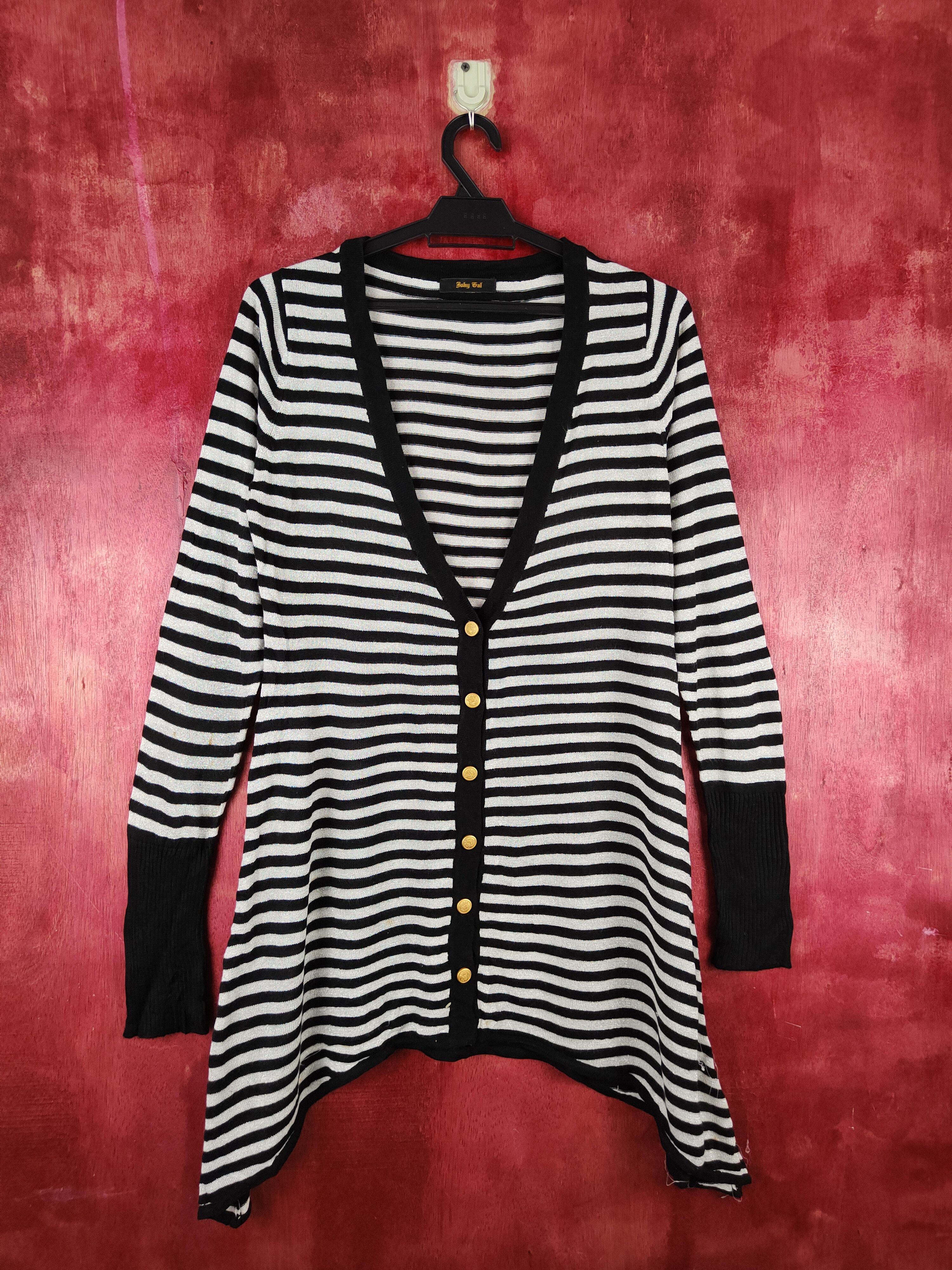 Jocky Gal stripe Black/Gray Shining Cardigan #S962