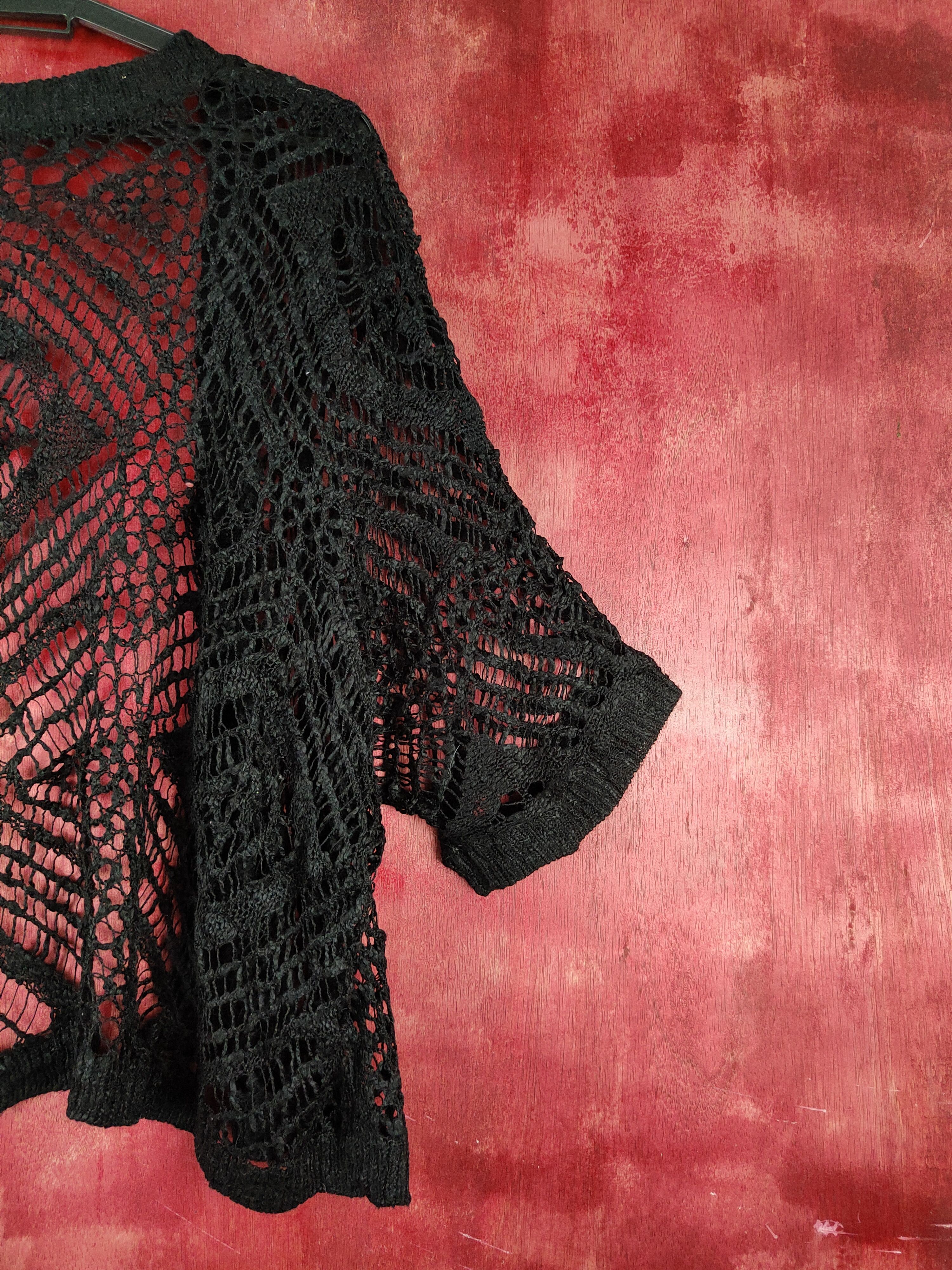 Homespun Knitwear Japanese Brand Black Crochet Meshnet Knitwear Cardigan #S964 Size L / US 10 / IT 46 - 9 Thumbnail