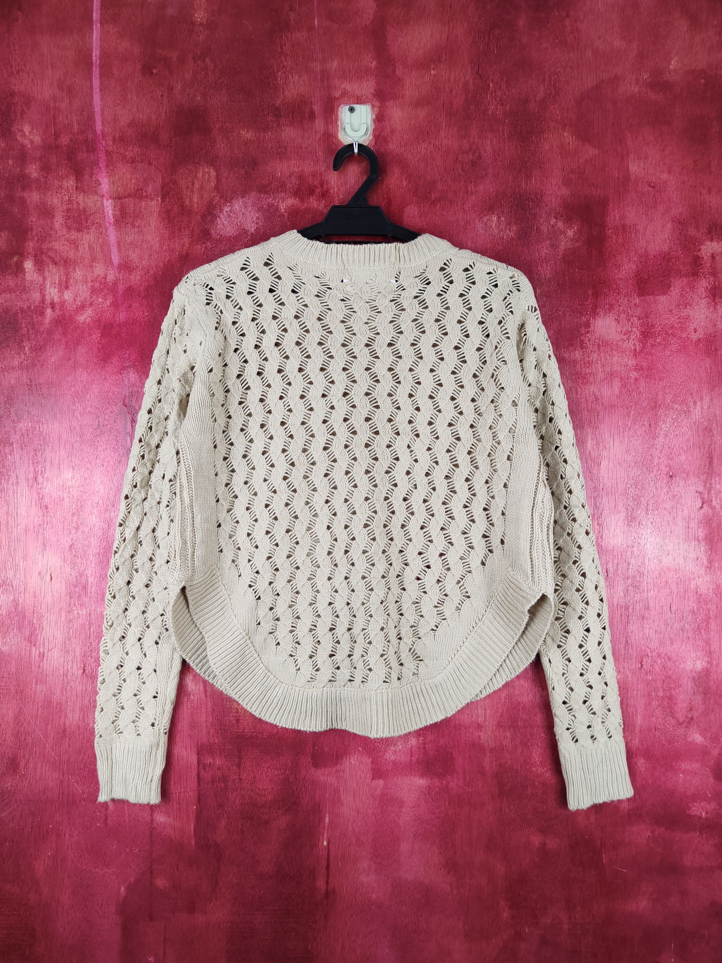 Japanese Brand B with U Beige Crochet Meshnet Knitwear Sweatshirt #S966 Size M / US 6-8 / IT 42-44 - 7 Thumbnail