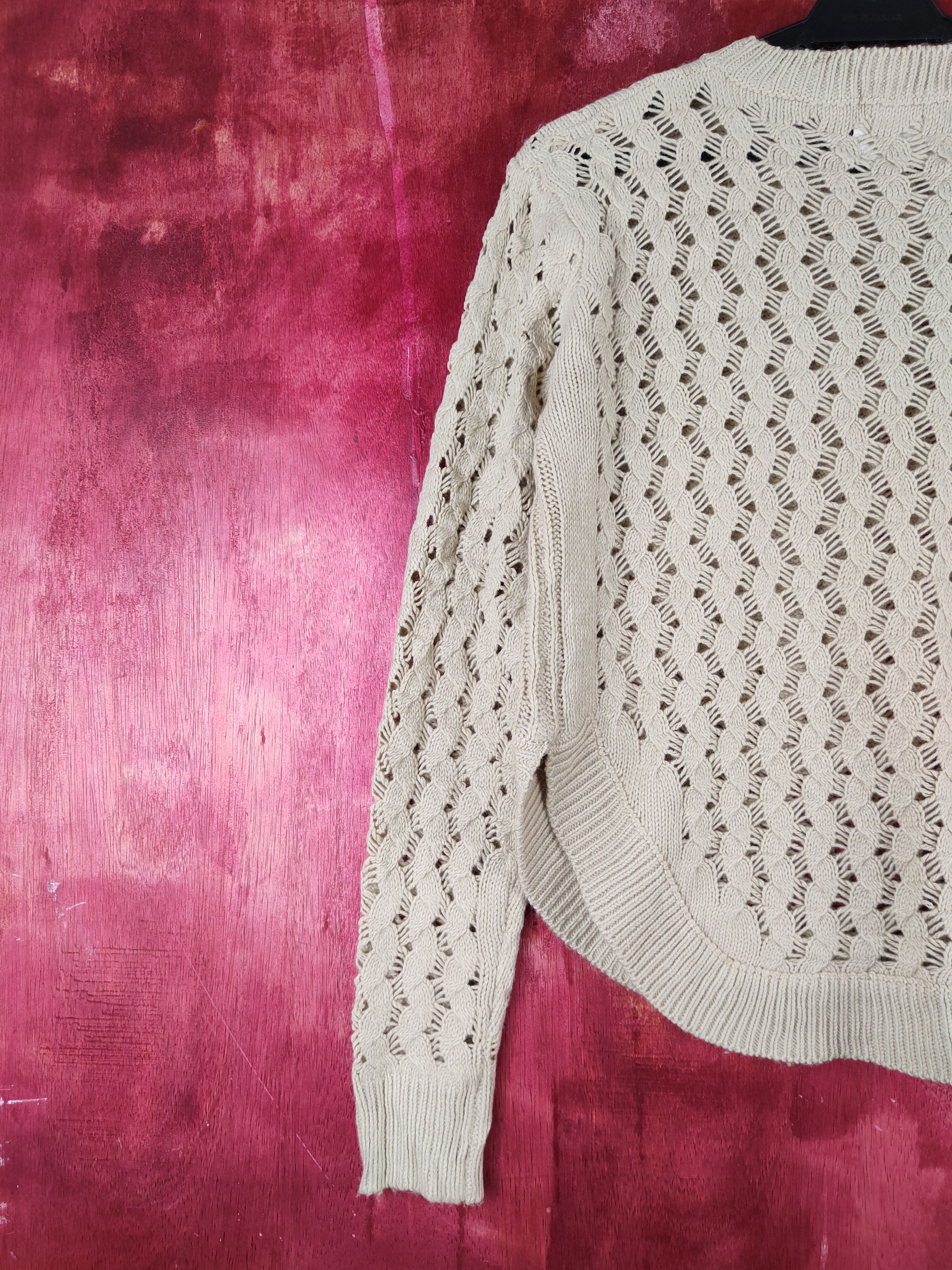 Japanese Brand B with U Beige Crochet Meshnet Knitwear Sweatshirt #S966 Size M / US 6-8 / IT 42-44 - 8 Thumbnail