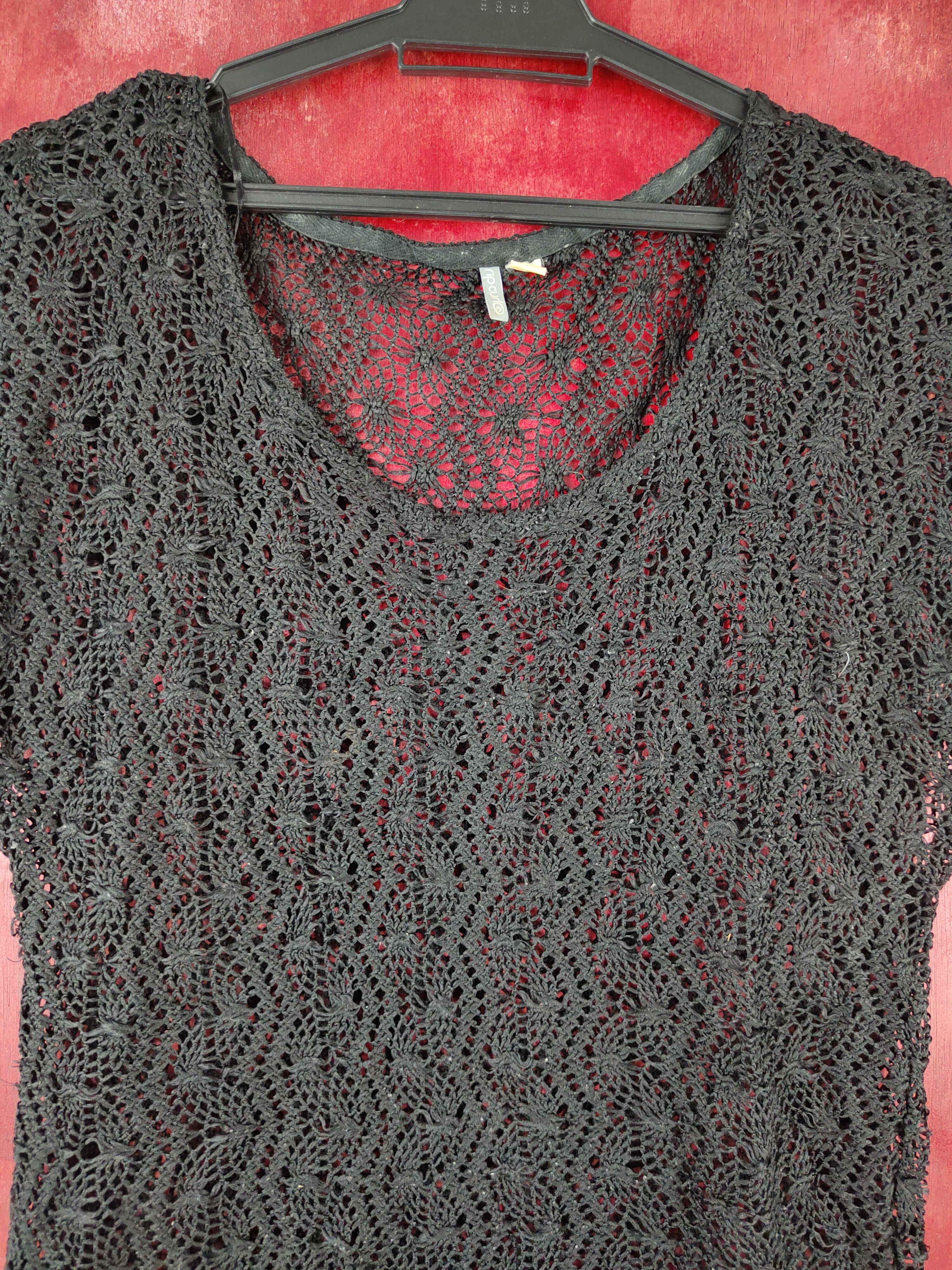 Japanese Brand × Rip Curl Rip Curl Black Crochet Meshnet Knitwear #S969 Size L / US 10 / IT 46 - 2 Thumbnail