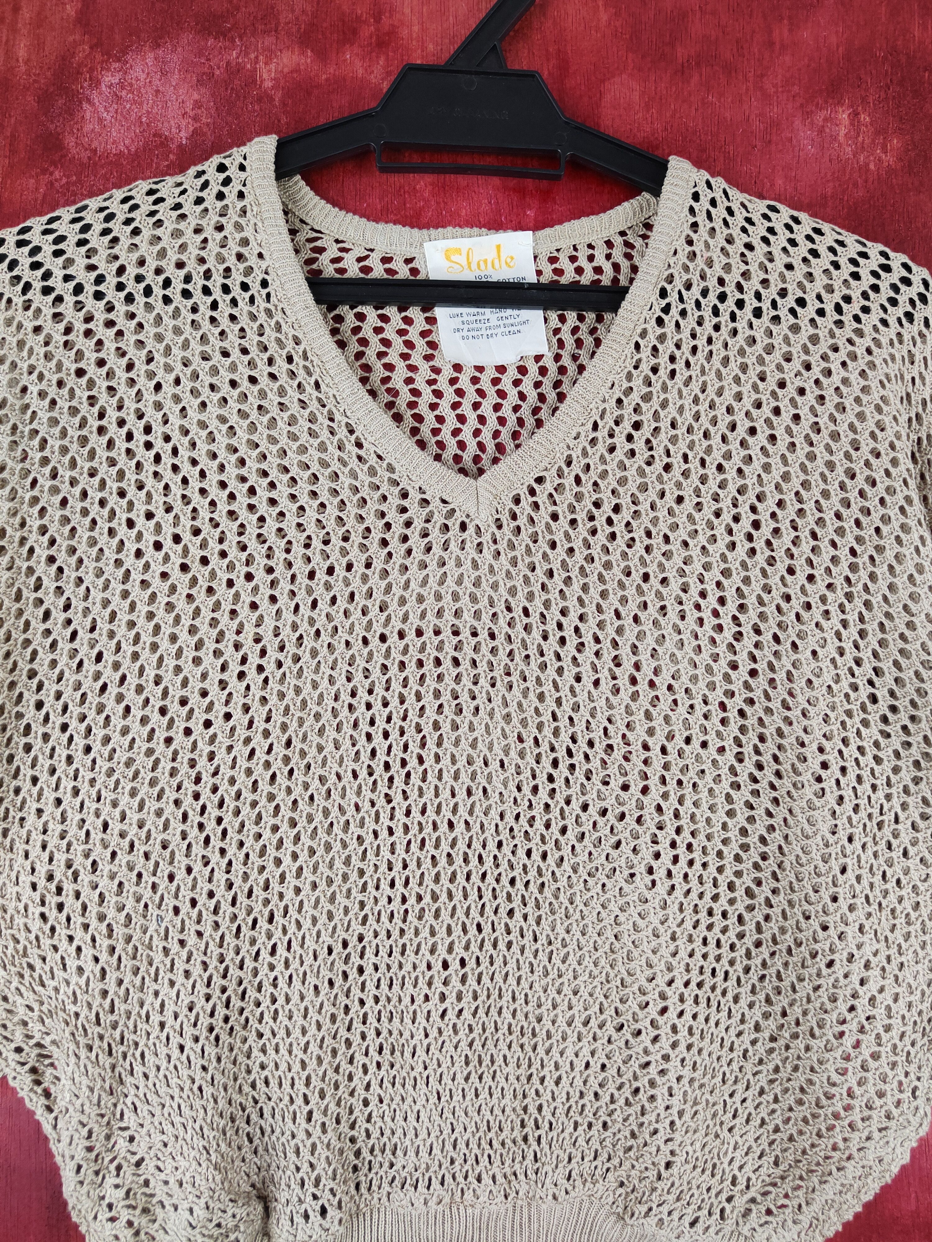 Japanese Brand Slade Brown Crochet Meshnet Knitwear Crop Tops #S974 Size M / US 6-8 / IT 42-44 - 2 Thumbnail