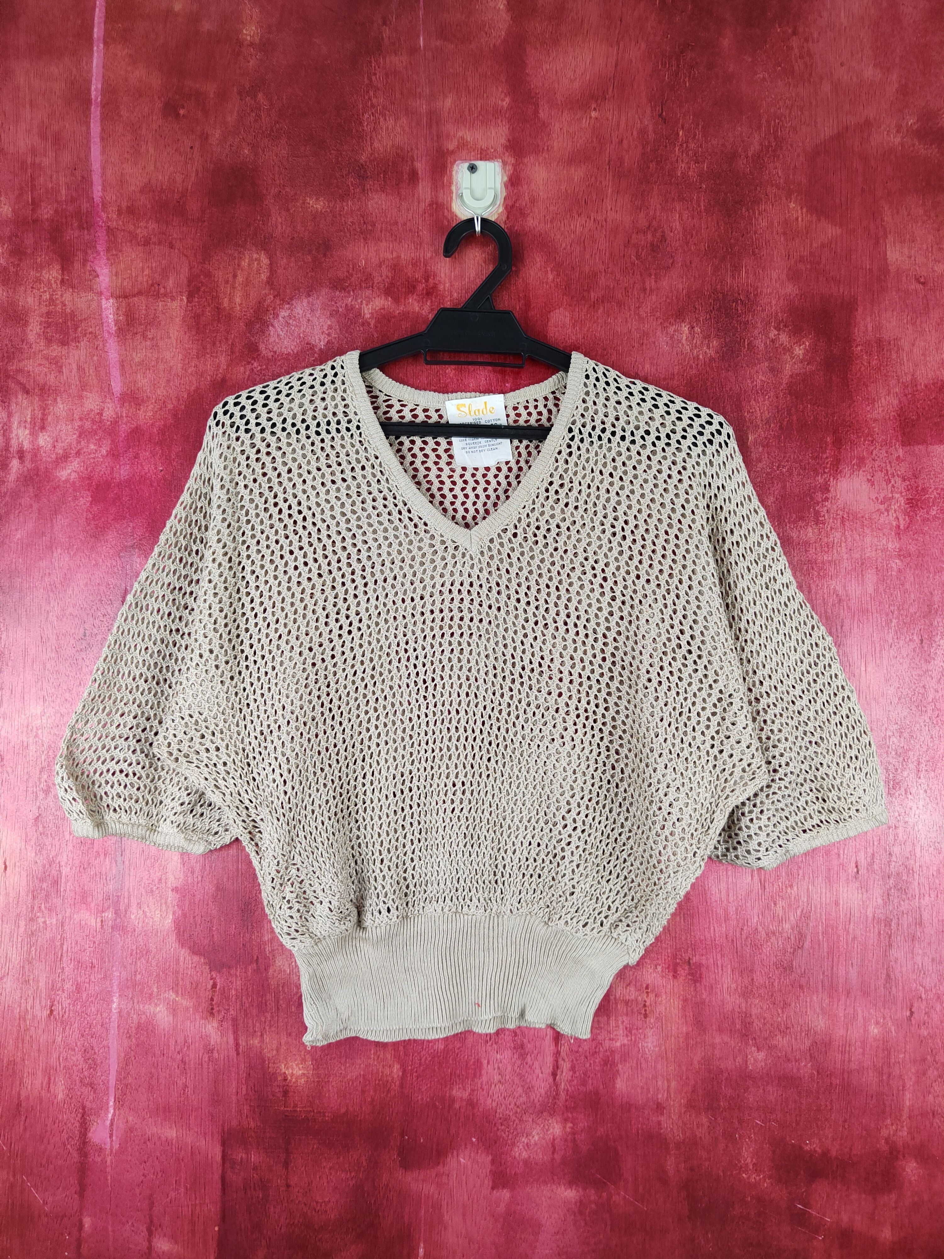 Slade Brown Crochet Meshnet Knitwear Crop Tops #S974