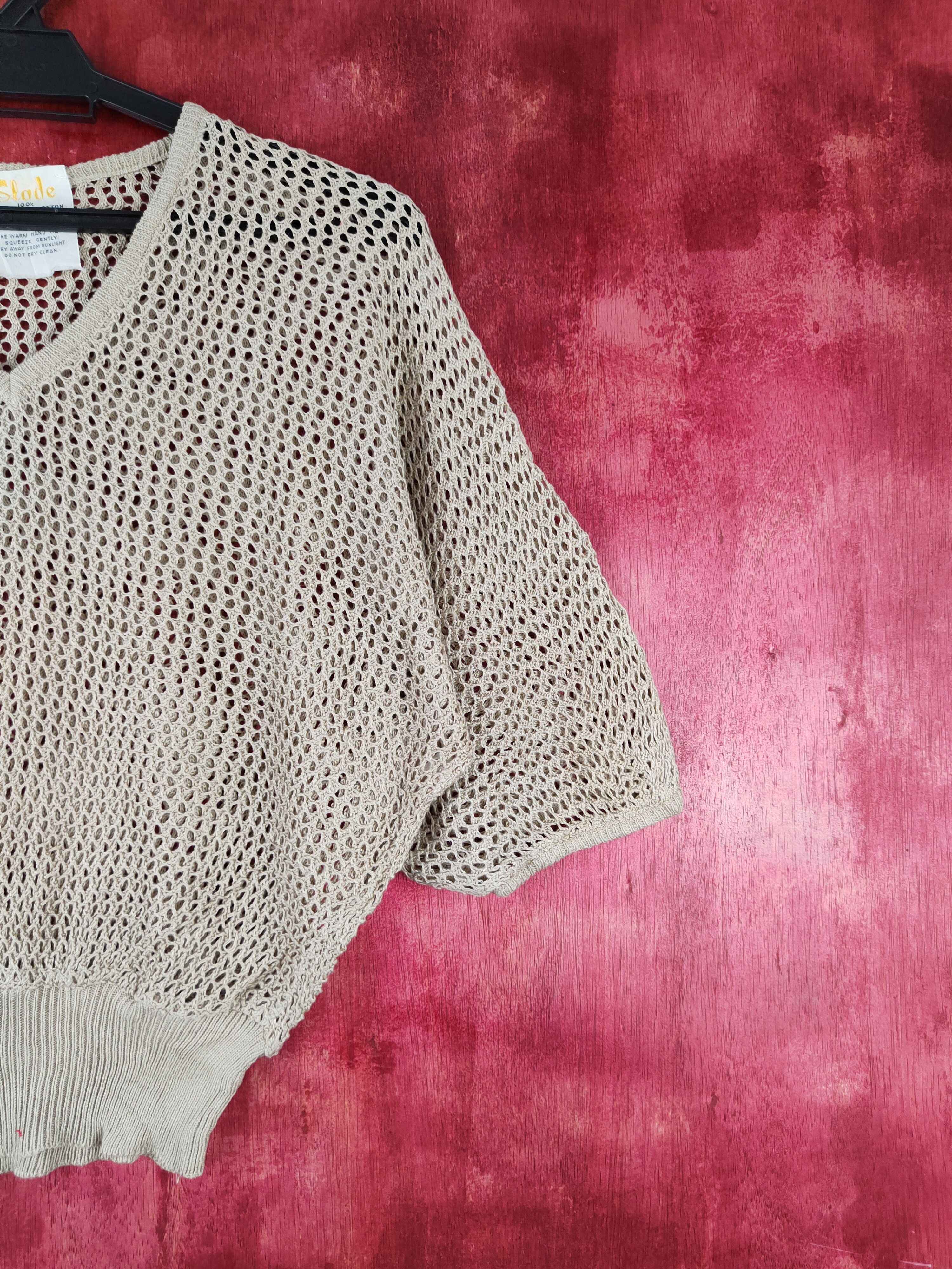 Japanese Brand Slade Brown Crochet Meshnet Knitwear Crop Tops #S974 Size M / US 6-8 / IT 42-44 - 5 Thumbnail