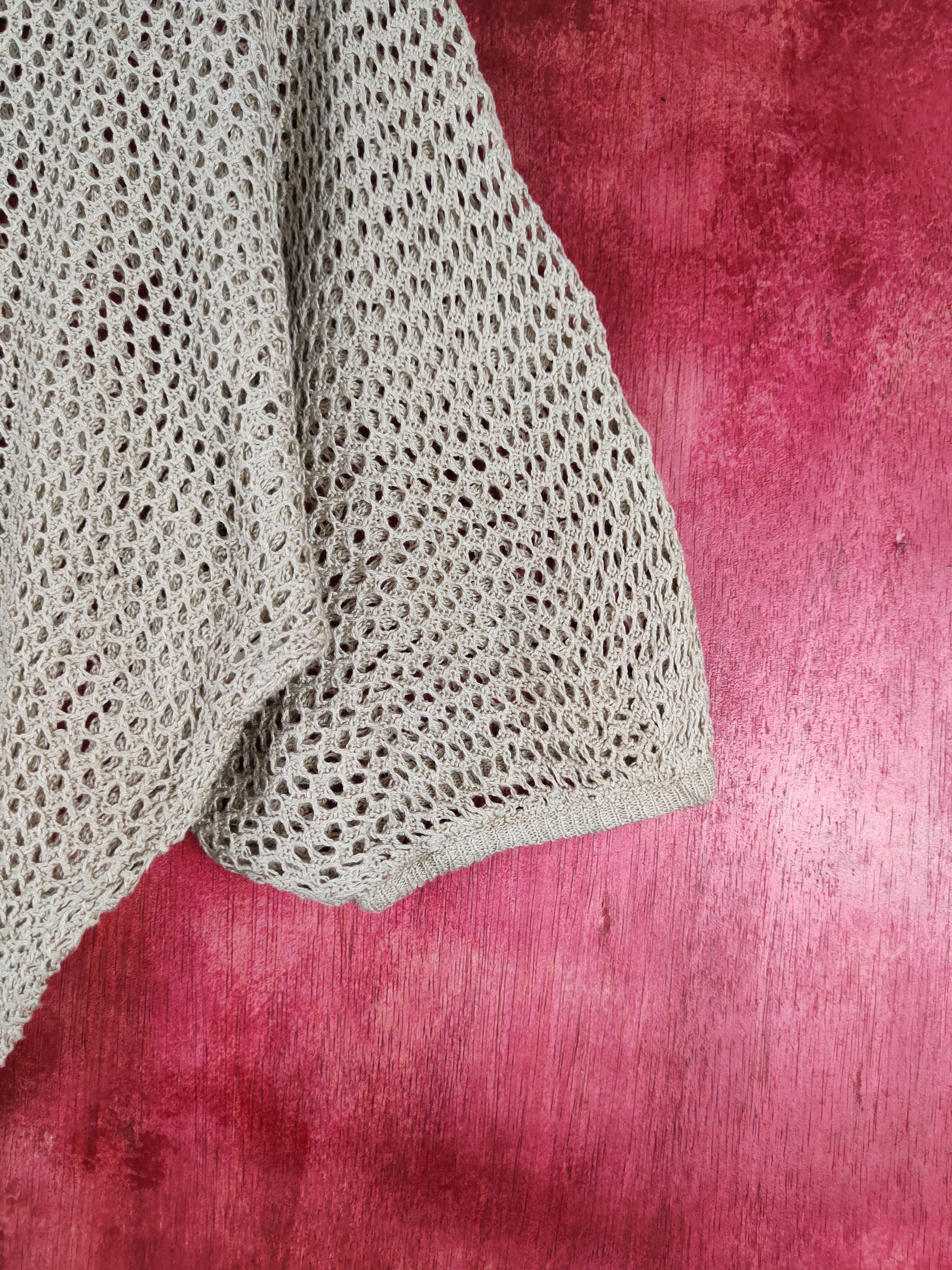 Japanese Brand Slade Brown Crochet Meshnet Knitwear Crop Tops #S974 Size M / US 6-8 / IT 42-44 - 6 Thumbnail