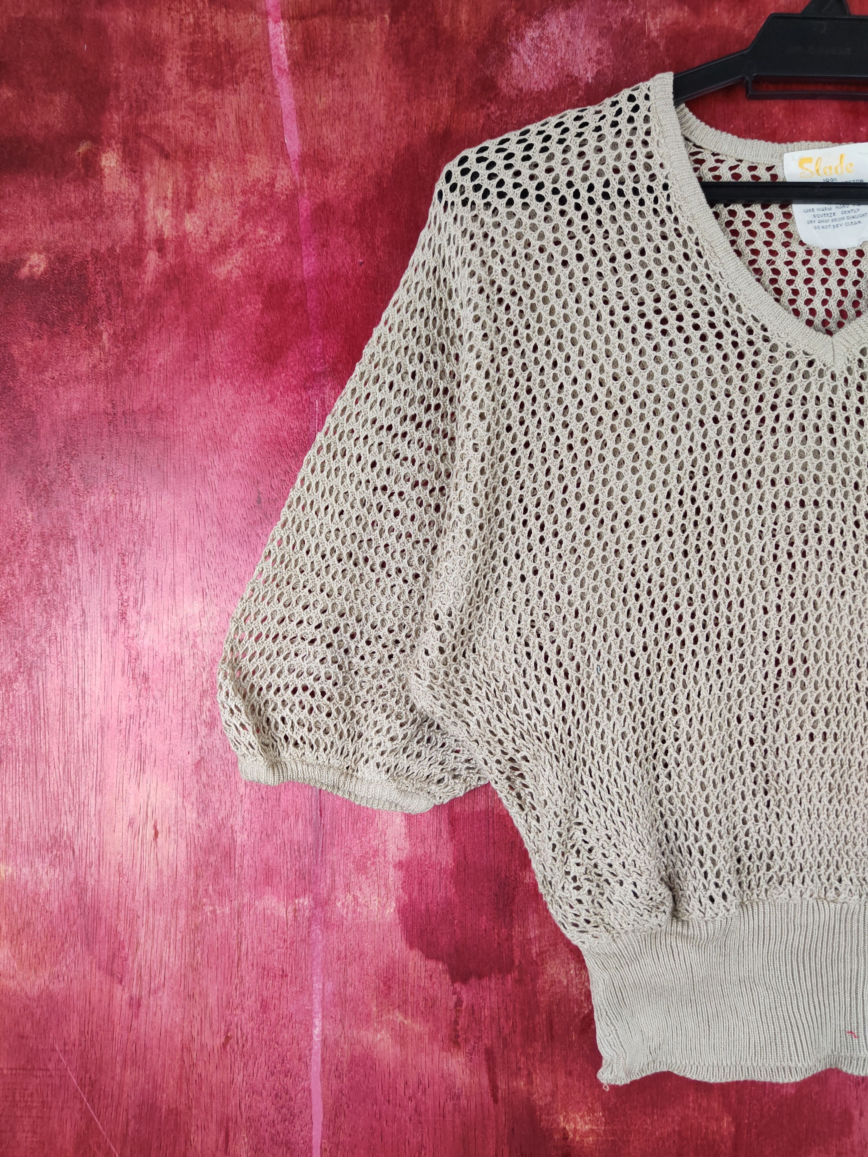 Japanese Brand Slade Brown Crochet Meshnet Knitwear Crop Tops #S974 Size M / US 6-8 / IT 42-44 - 3 Thumbnail