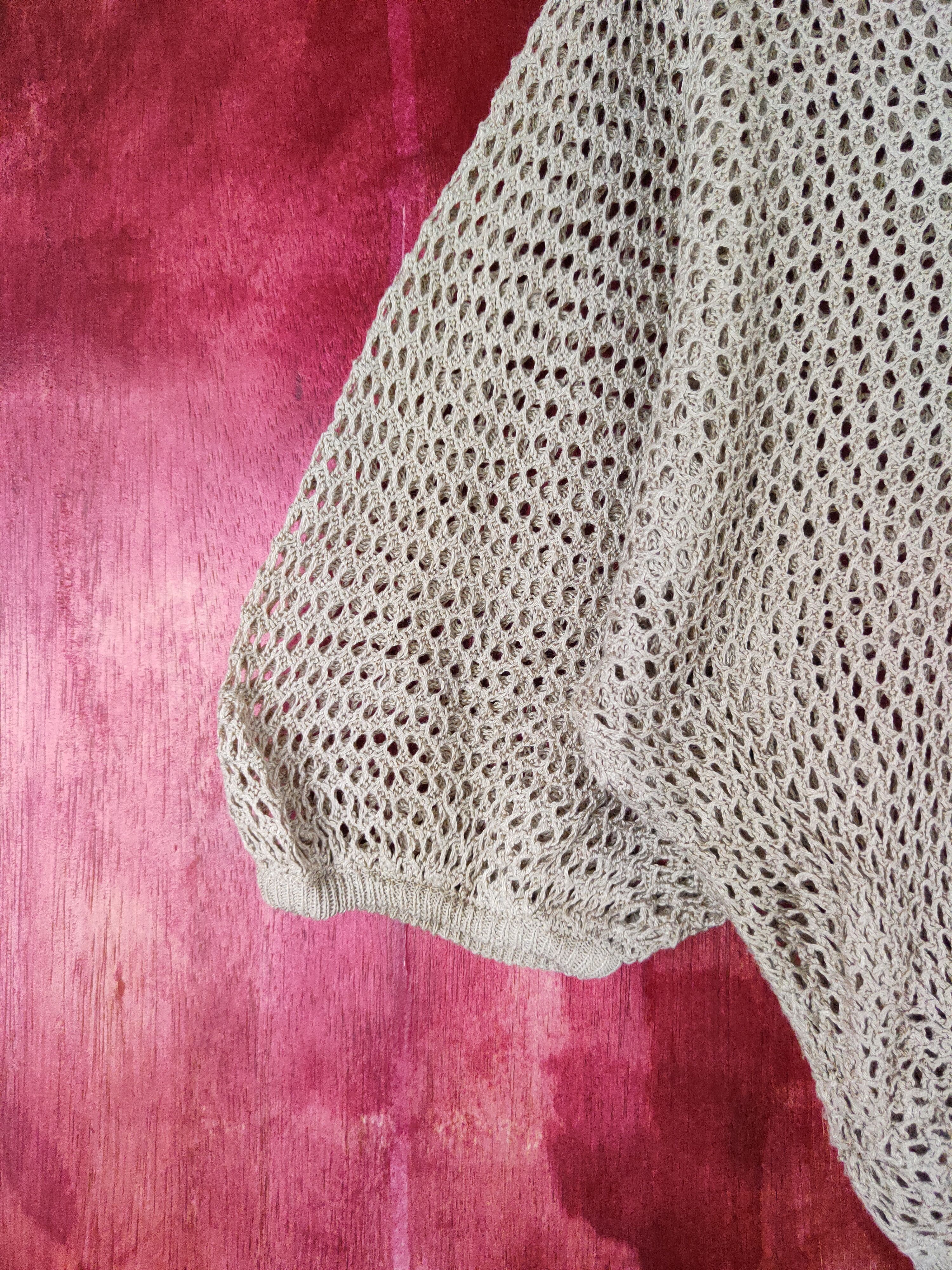 Japanese Brand Slade Brown Crochet Meshnet Knitwear Crop Tops #S974 Size M / US 6-8 / IT 42-44 - 4 Thumbnail