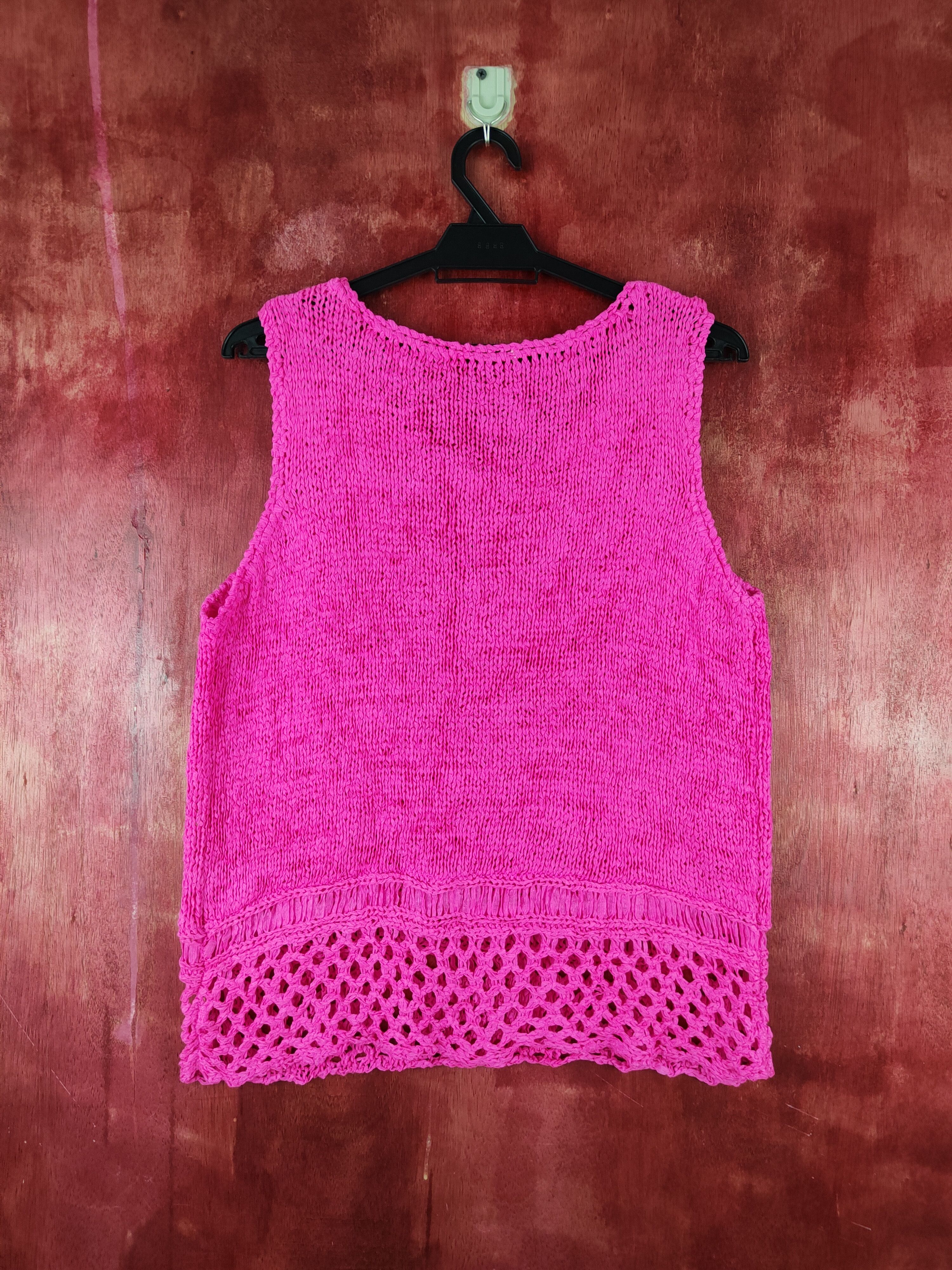Japanese Brand Japanese Brand Pink Crochet Meshnet Knitwear Tank Tops #S975 Size M / US 6-8 / IT 42-44 - 7 Thumbnail