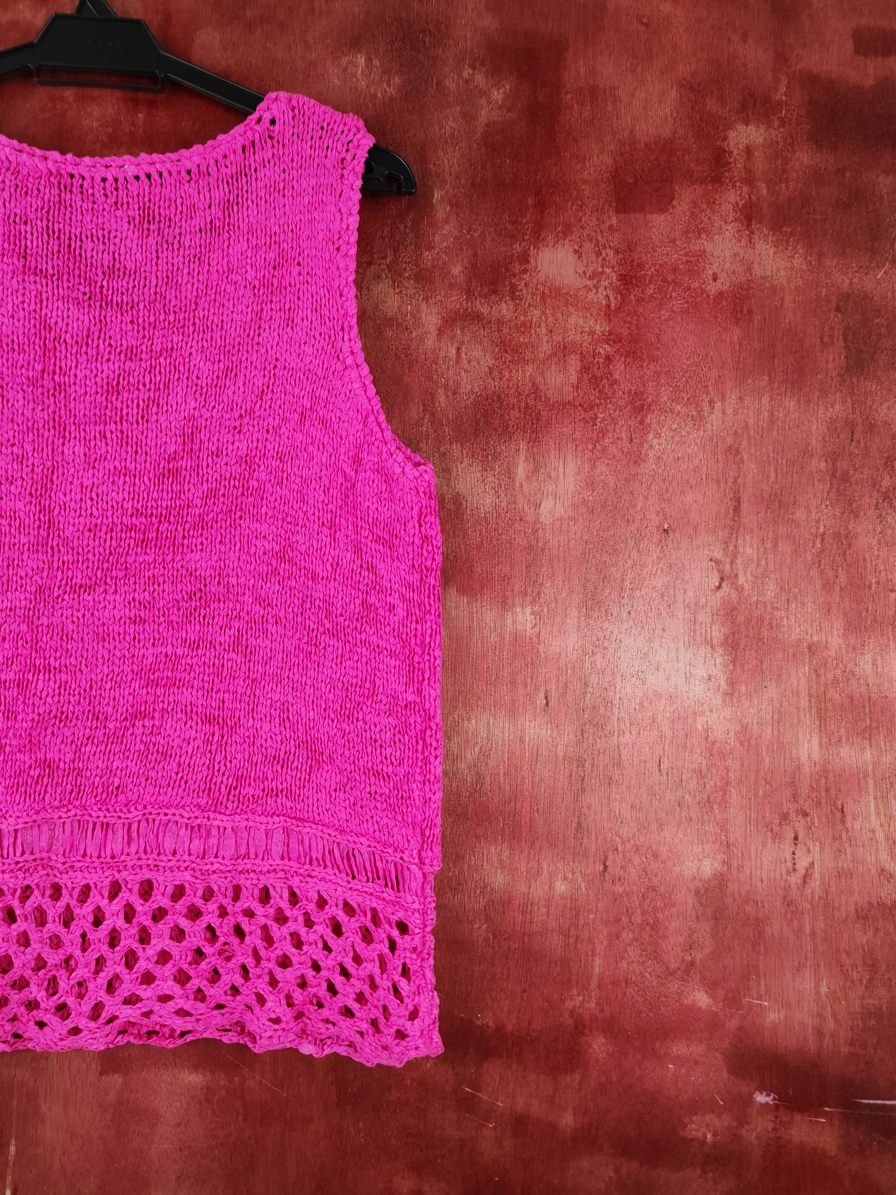 Japanese Brand Japanese Brand Pink Crochet Meshnet Knitwear Tank Tops #S975 Size M / US 6-8 / IT 42-44 - 9 Thumbnail