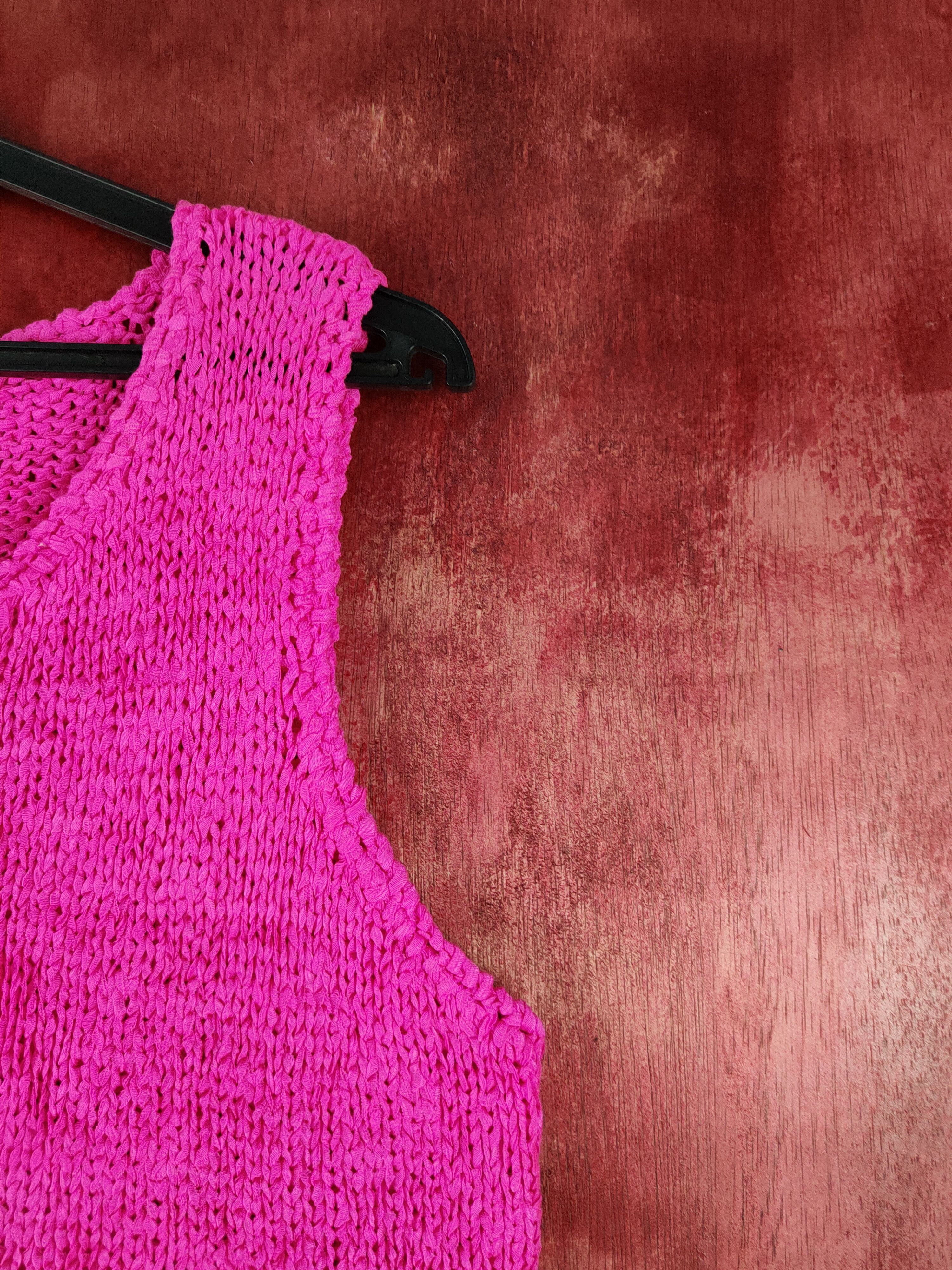 Japanese Brand Japanese Brand Pink Crochet Meshnet Knitwear Tank Tops #S975 Size M / US 6-8 / IT 42-44 - 6 Thumbnail