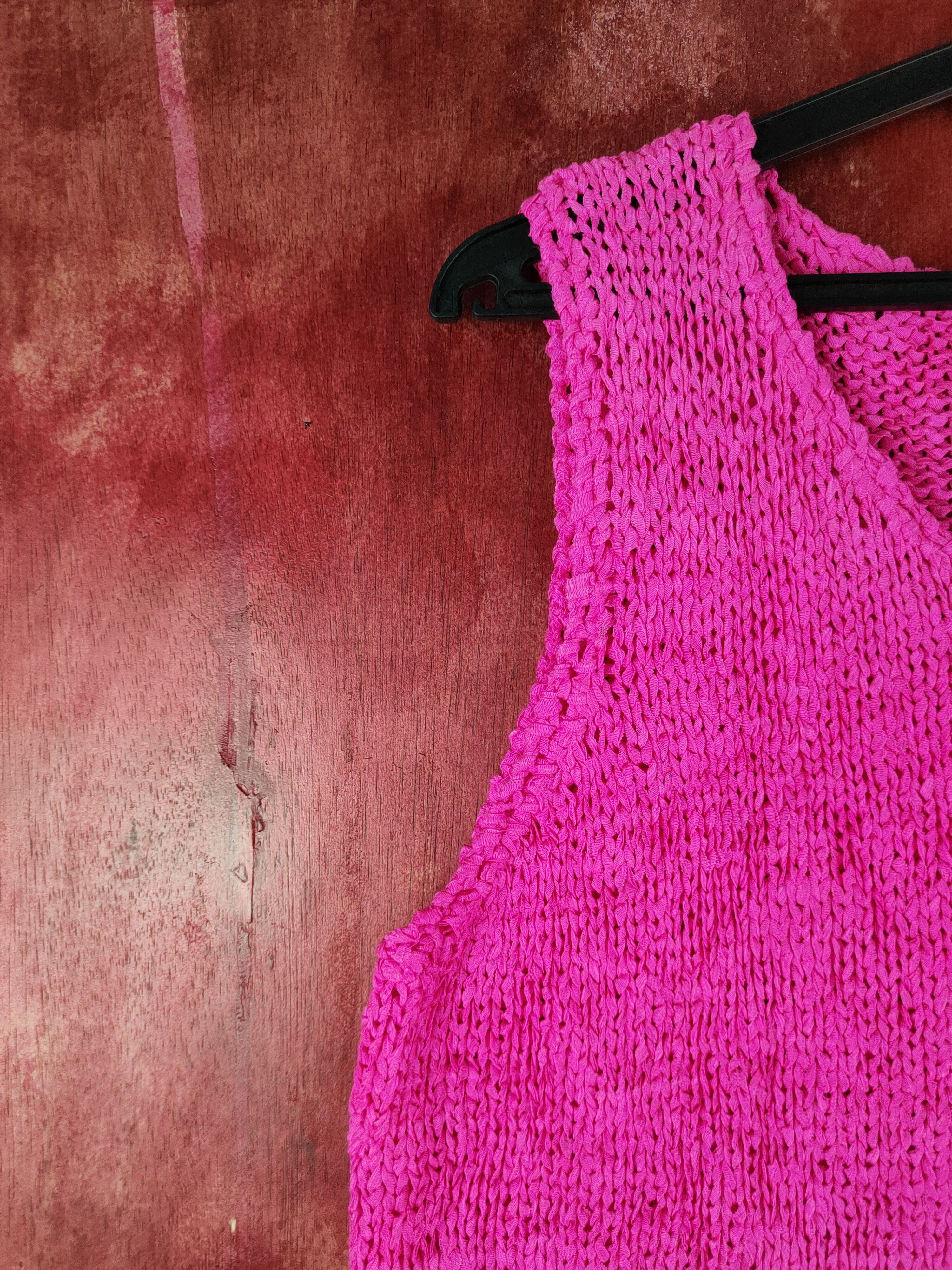 Japanese Brand Japanese Brand Pink Crochet Meshnet Knitwear Tank Tops #S975 Size M / US 6-8 / IT 42-44 - 4 Thumbnail