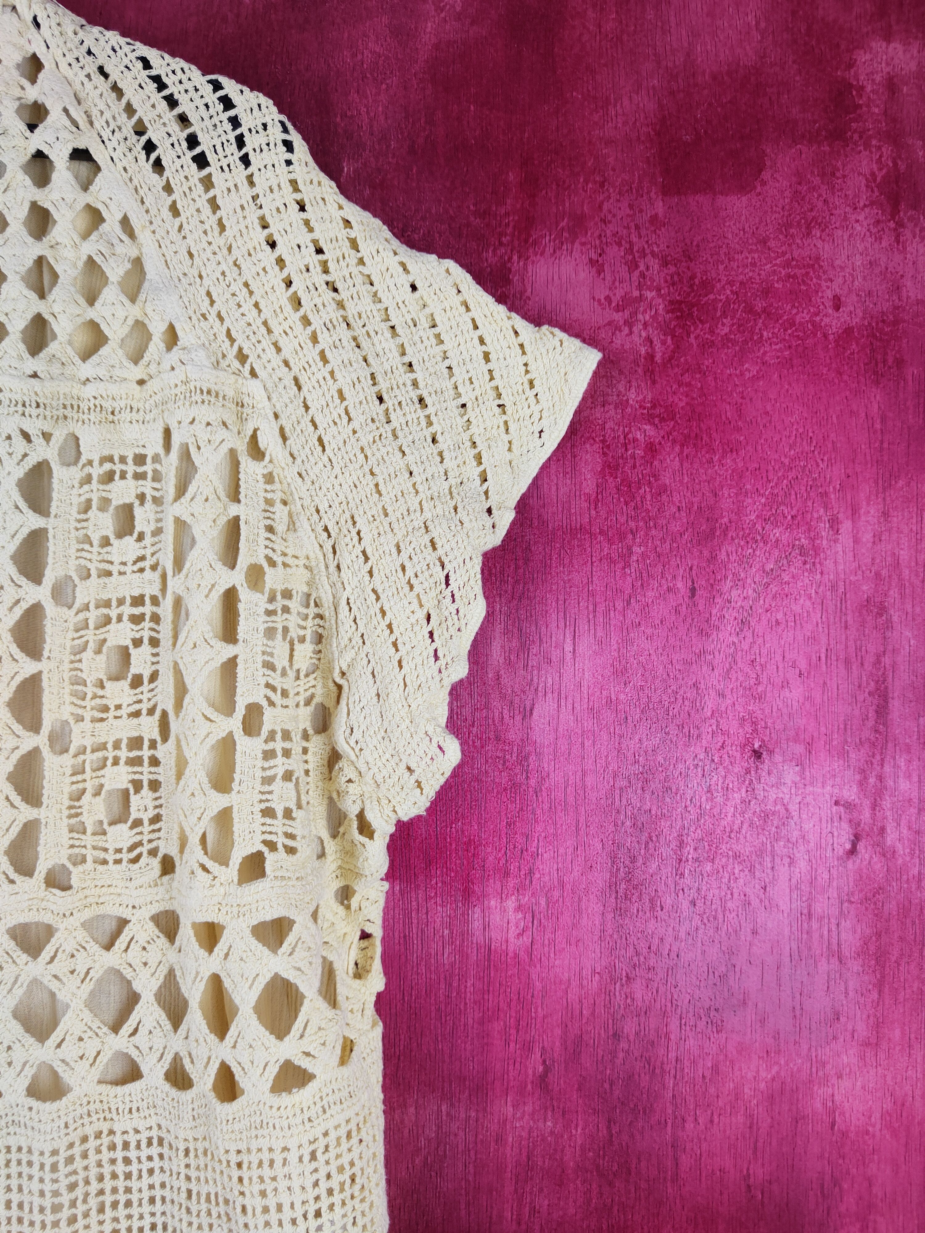 Japanese Brand Katies Yellow Crochet Meshnet Knitwear Blouses #S978 Size L / US 10 / IT 46 - 6 Thumbnail