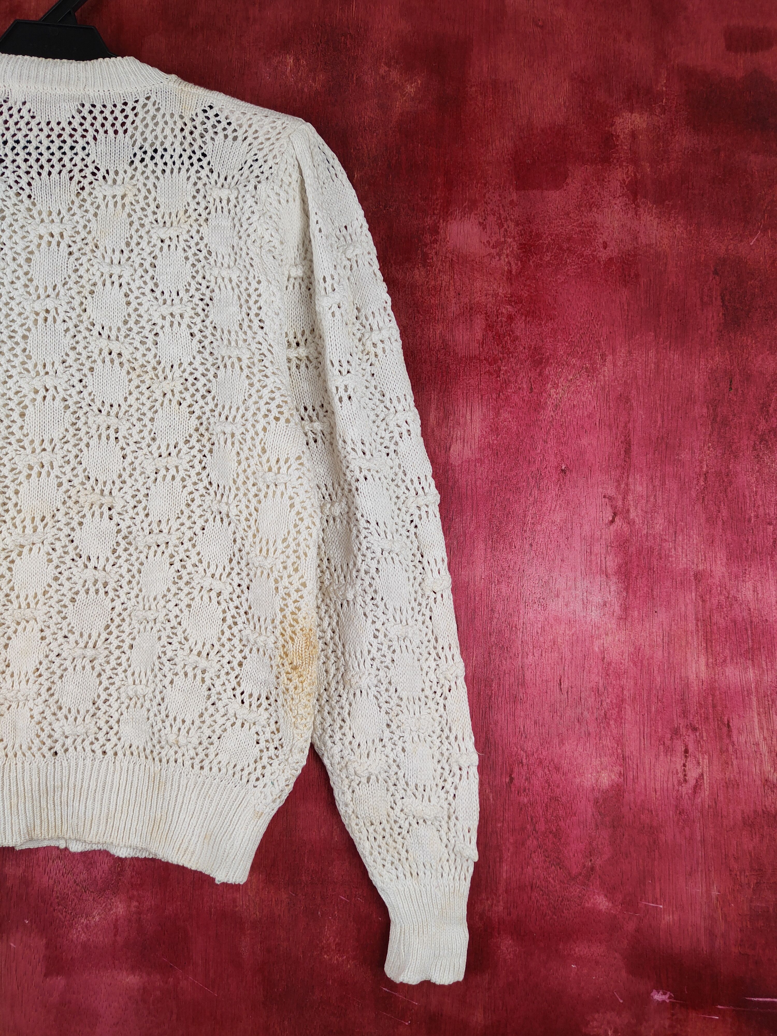 Vintage Japanese Brand White Crochet Meshnet Knitwear Cardigan #S993 Size M / US 6-8 / IT 42-44 - 10 Thumbnail