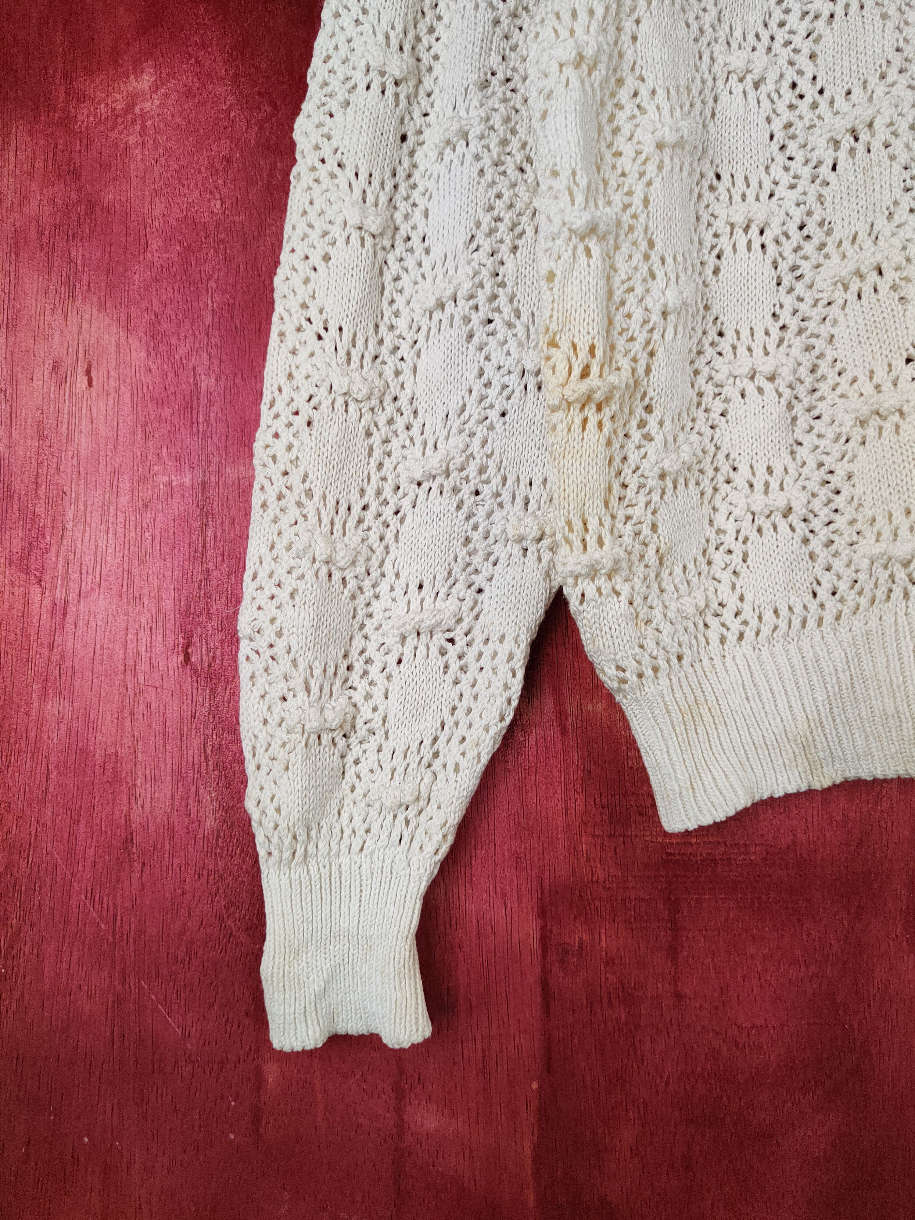 Vintage Japanese Brand White Crochet Meshnet Knitwear Cardigan #S993 Size M / US 6-8 / IT 42-44 - 4 Thumbnail