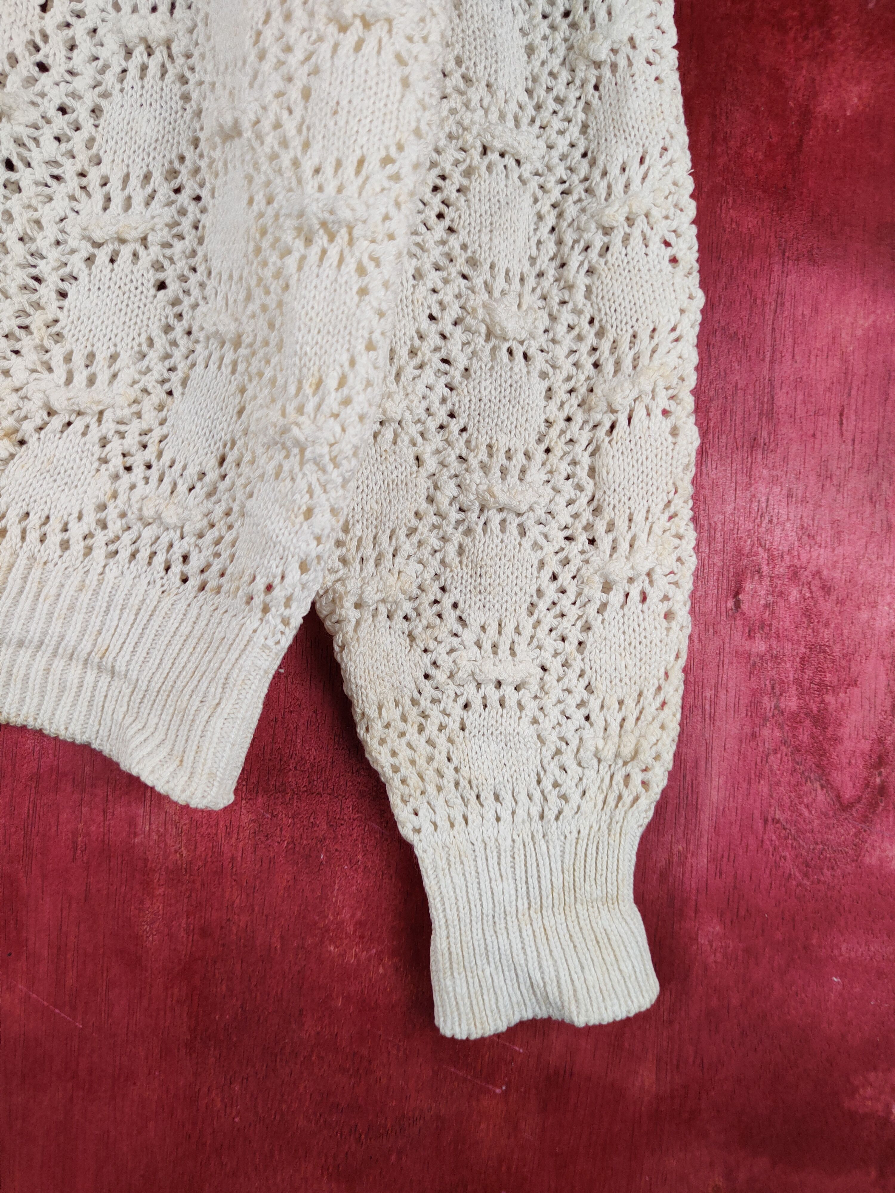 Vintage Japanese Brand White Crochet Meshnet Knitwear Cardigan #S993 Size M / US 6-8 / IT 42-44 - 6 Thumbnail