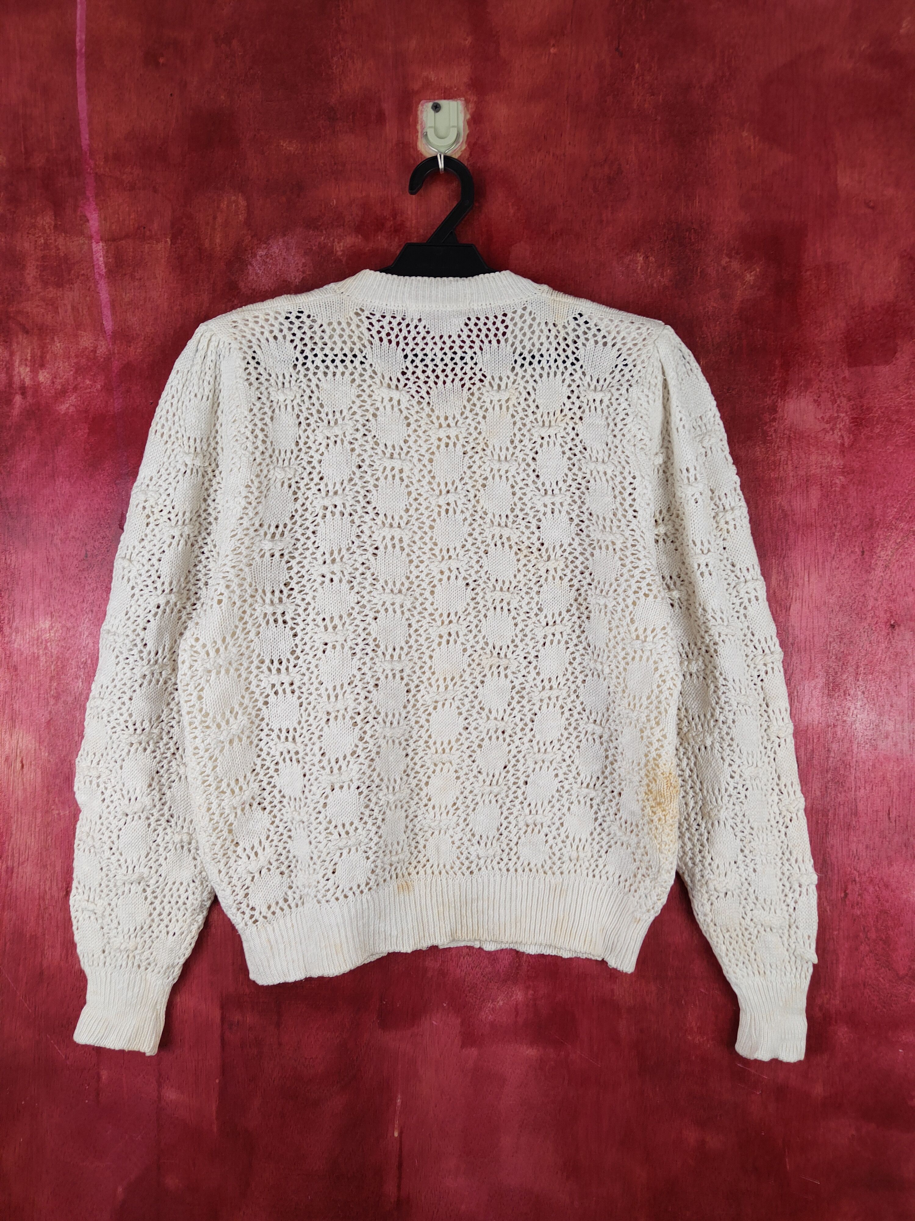 Vintage Japanese Brand White Crochet Meshnet Knitwear Cardigan #S993 Size M / US 6-8 / IT 42-44 - 7 Thumbnail