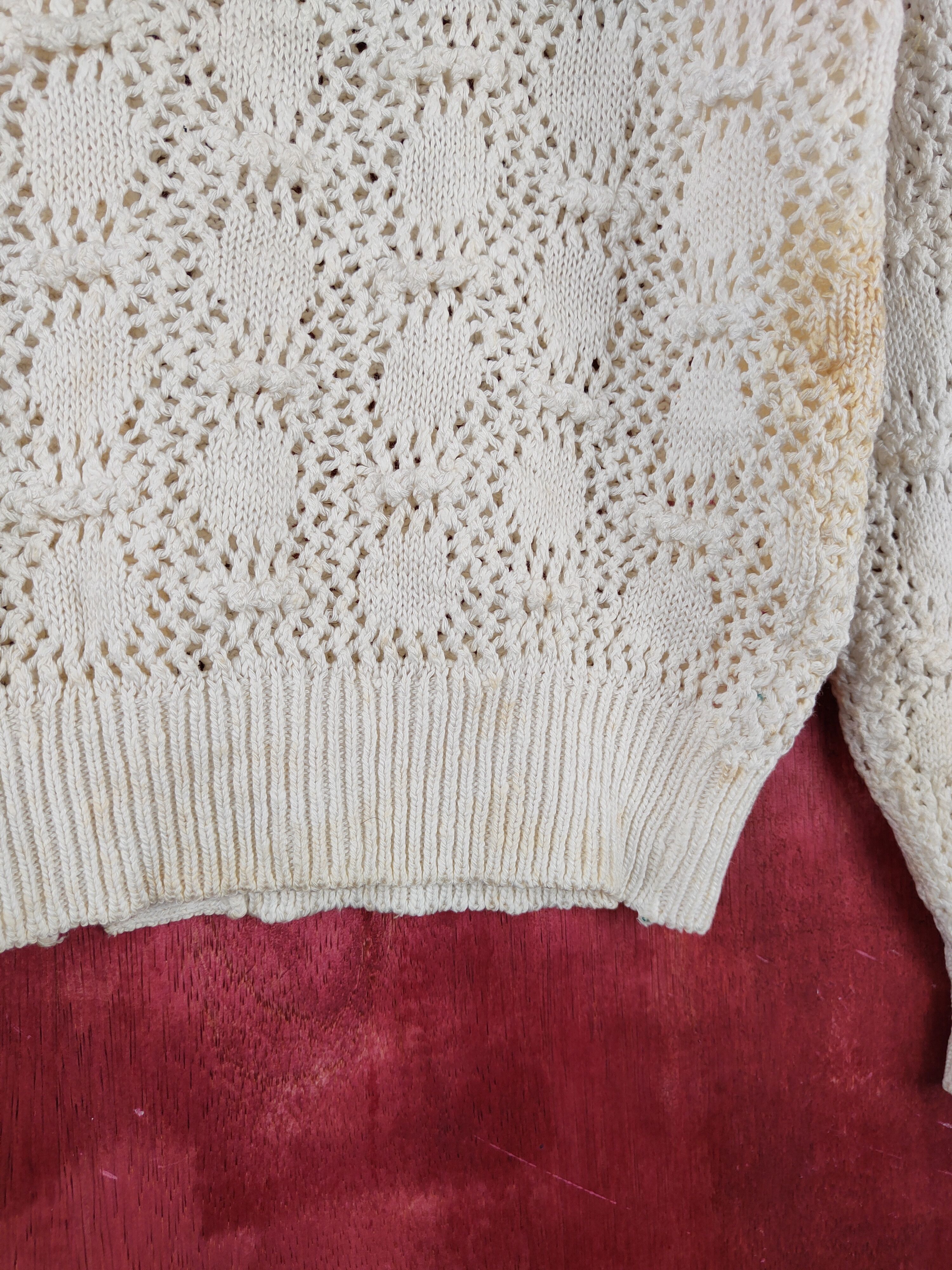 Vintage Japanese Brand White Crochet Meshnet Knitwear Cardigan #S993 Size M / US 6-8 / IT 42-44 - 8 Thumbnail