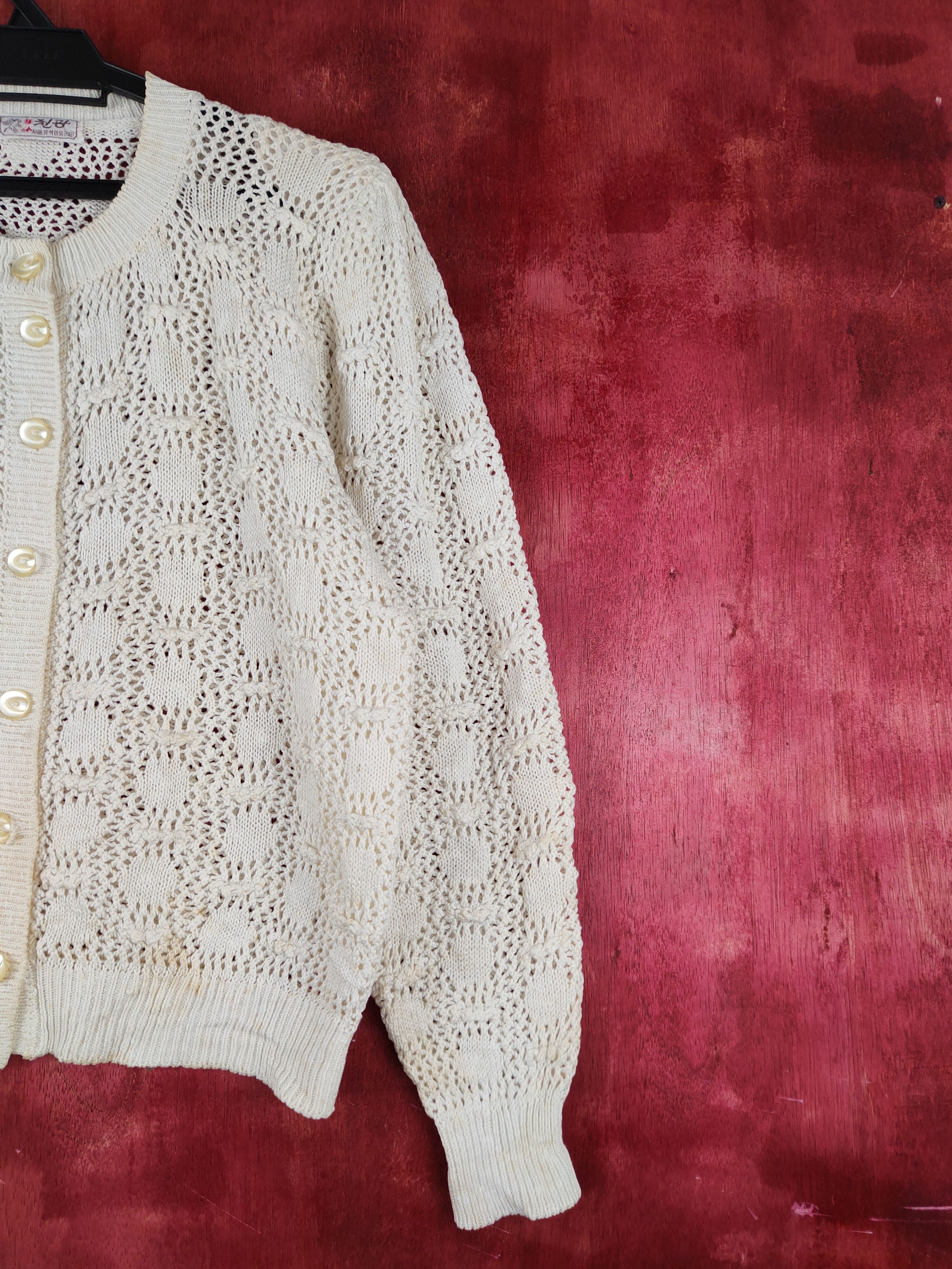 Vintage Japanese Brand White Crochet Meshnet Knitwear Cardigan #S993 Size M / US 6-8 / IT 42-44 - 5 Thumbnail