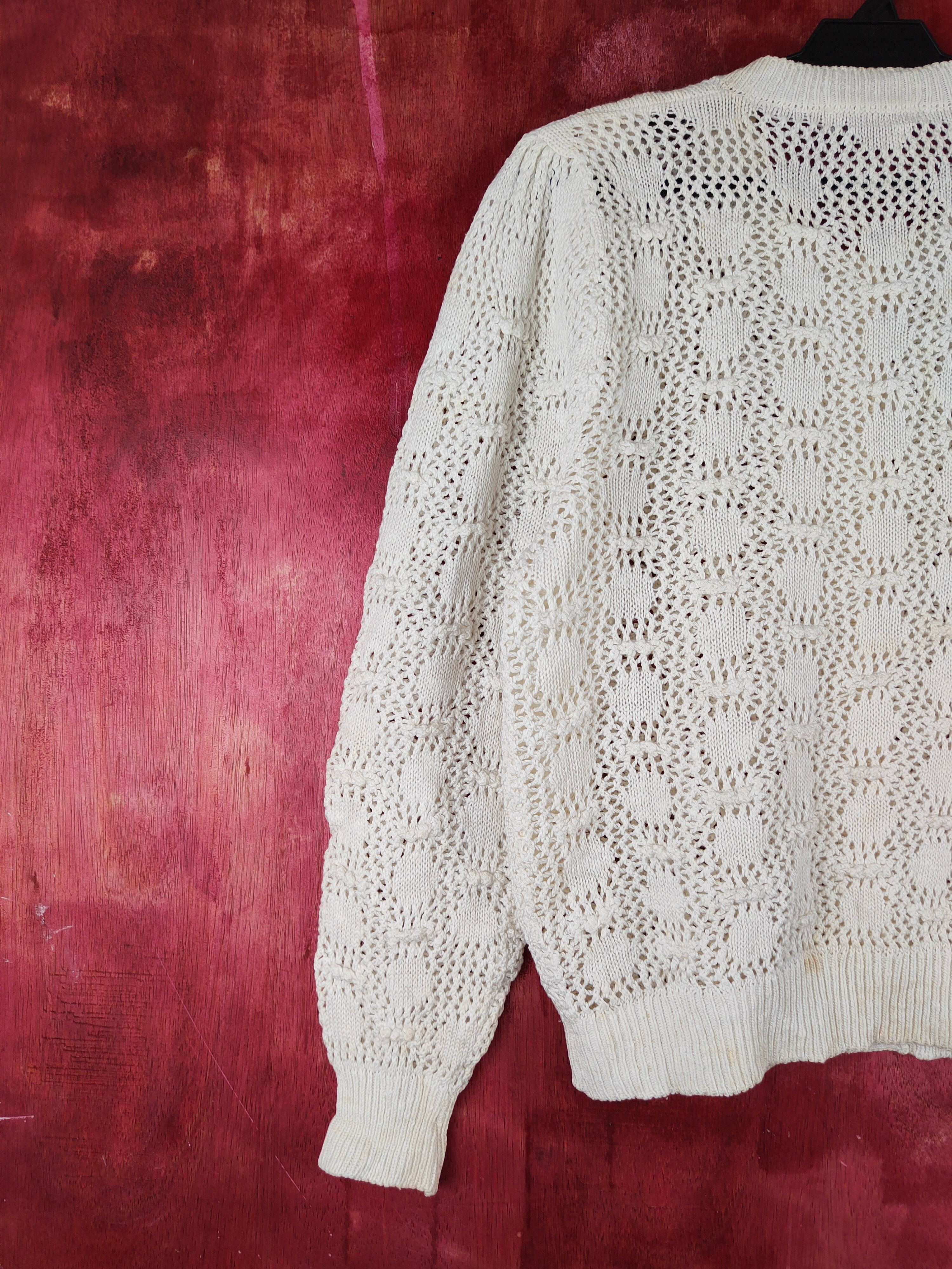 Vintage Japanese Brand White Crochet Meshnet Knitwear Cardigan #S993 Size M / US 6-8 / IT 42-44 - 9 Thumbnail